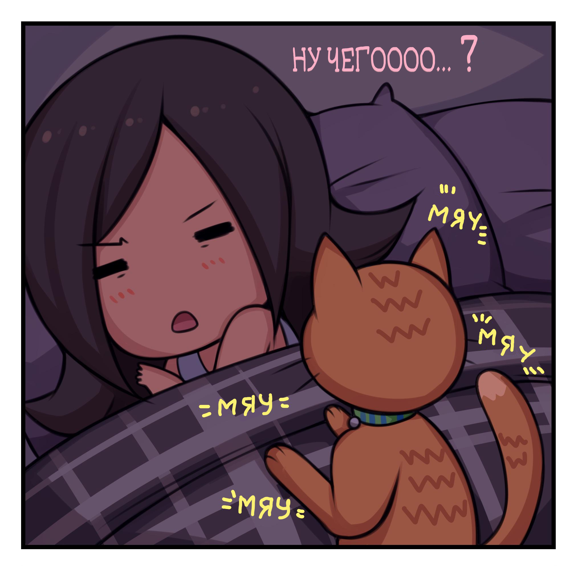 In the middle of the night - Picture with text, Comics, Translated by myself, 5ishart, Longpost, cat, Cat's food