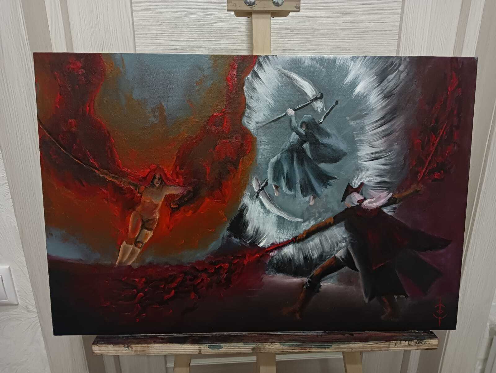 Daughter draws 2) - My, Dark souls 3, Bloodborne, Elden Ring, Oil painting, Drawing, Artist