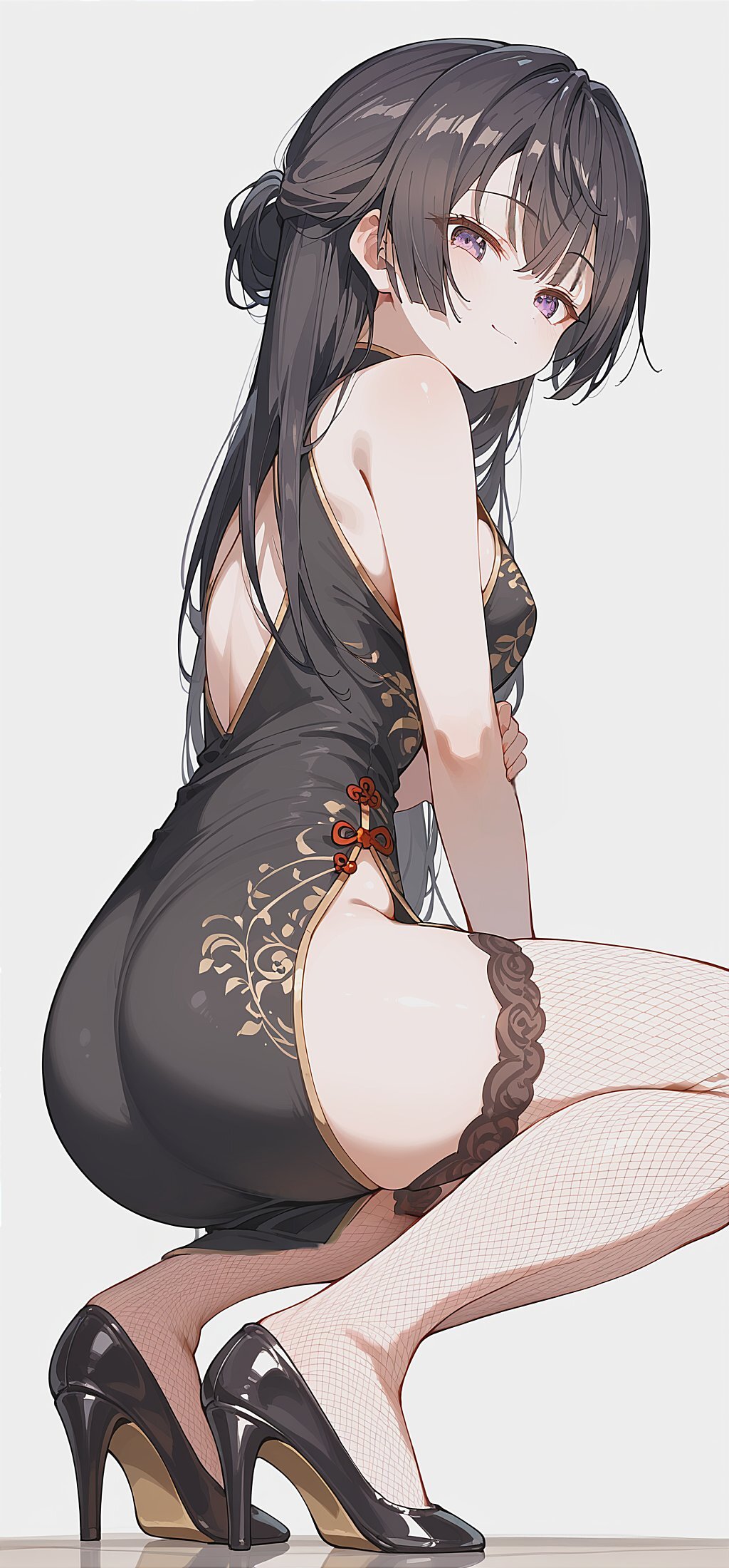 Reply to the post “Yuki in qipao” - Anime, Anime art, Suou Yuki, Tokidoki Bosotto Russia-go de Dereru Tonari no Aly, Roshidere, Qipao, Neural network art, Stockings, Reply to post, Longpost