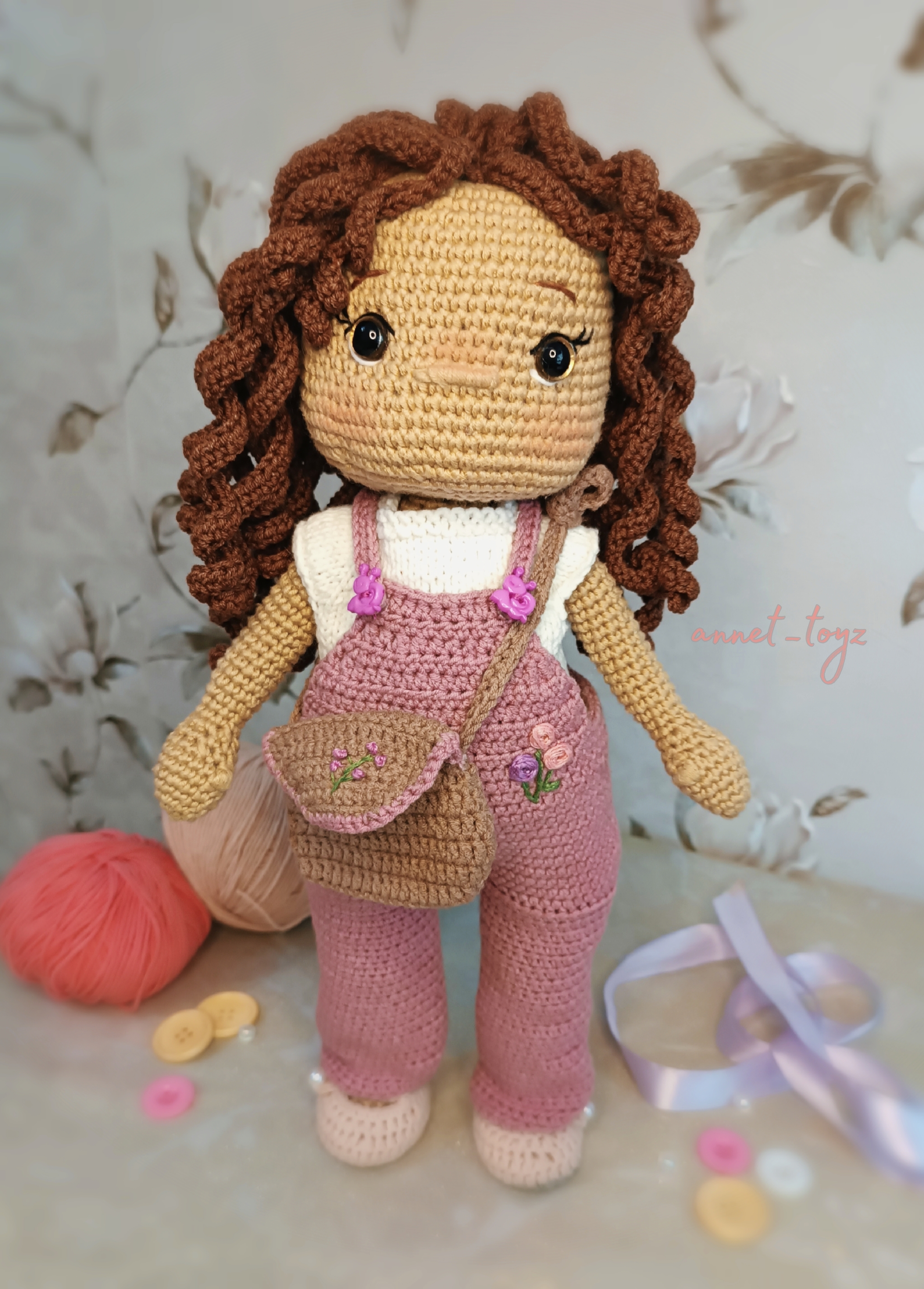 Curly doll - My, Knitting, Knitted toys, Doll, Interior doll, Textile doll, Amigurumi, Knitting, Decor, Decorative arts, Creation, Handmade, Sale, Longpost, Needlework without process