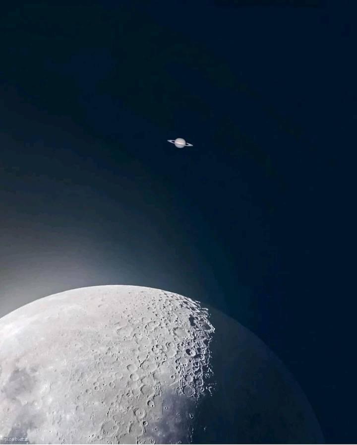 Moon and Saturn - The photo, moon, Saturn