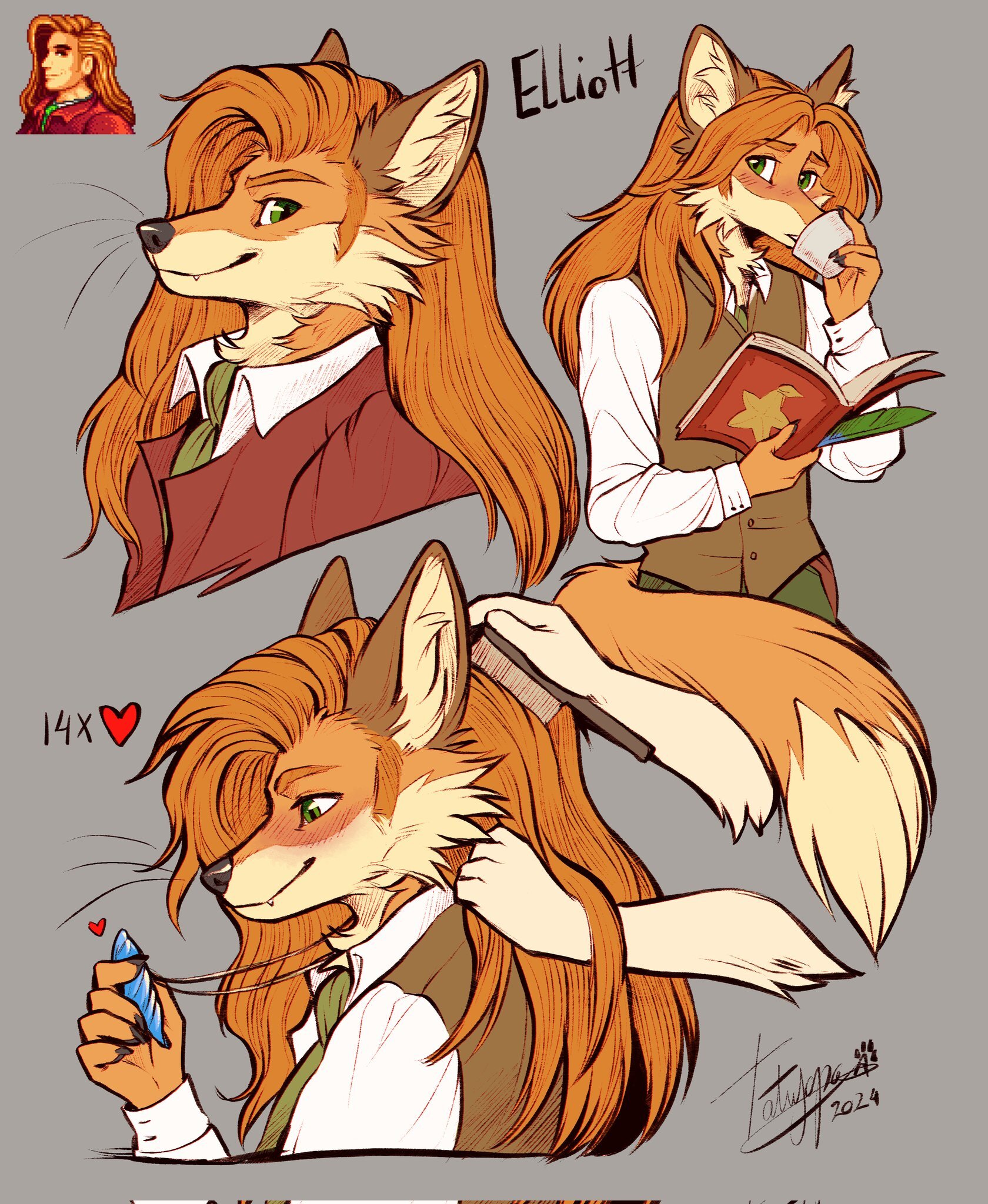 Фуррификация персонажа - Фурри, Tatujapa, Stardew Valley, Furry Canine, Furry Fox, Скетч, Furry Art