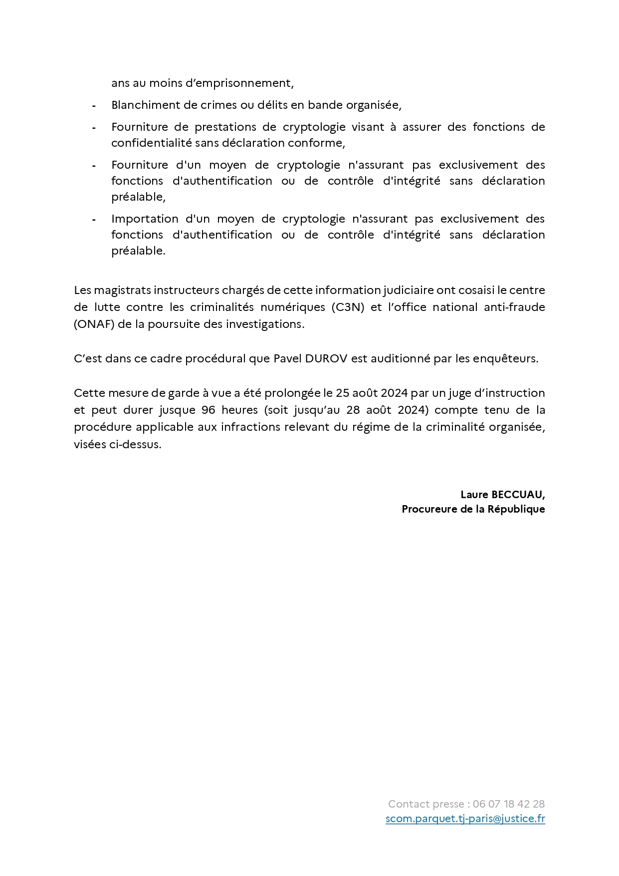 Срок задержания Дурова во Франции истекает 28 августа, прокуратура опубликовала список обвинений против Дурова - Павел Дуров, Telegram, Арест Павла Дурова, Политика, Habr, Длиннопост