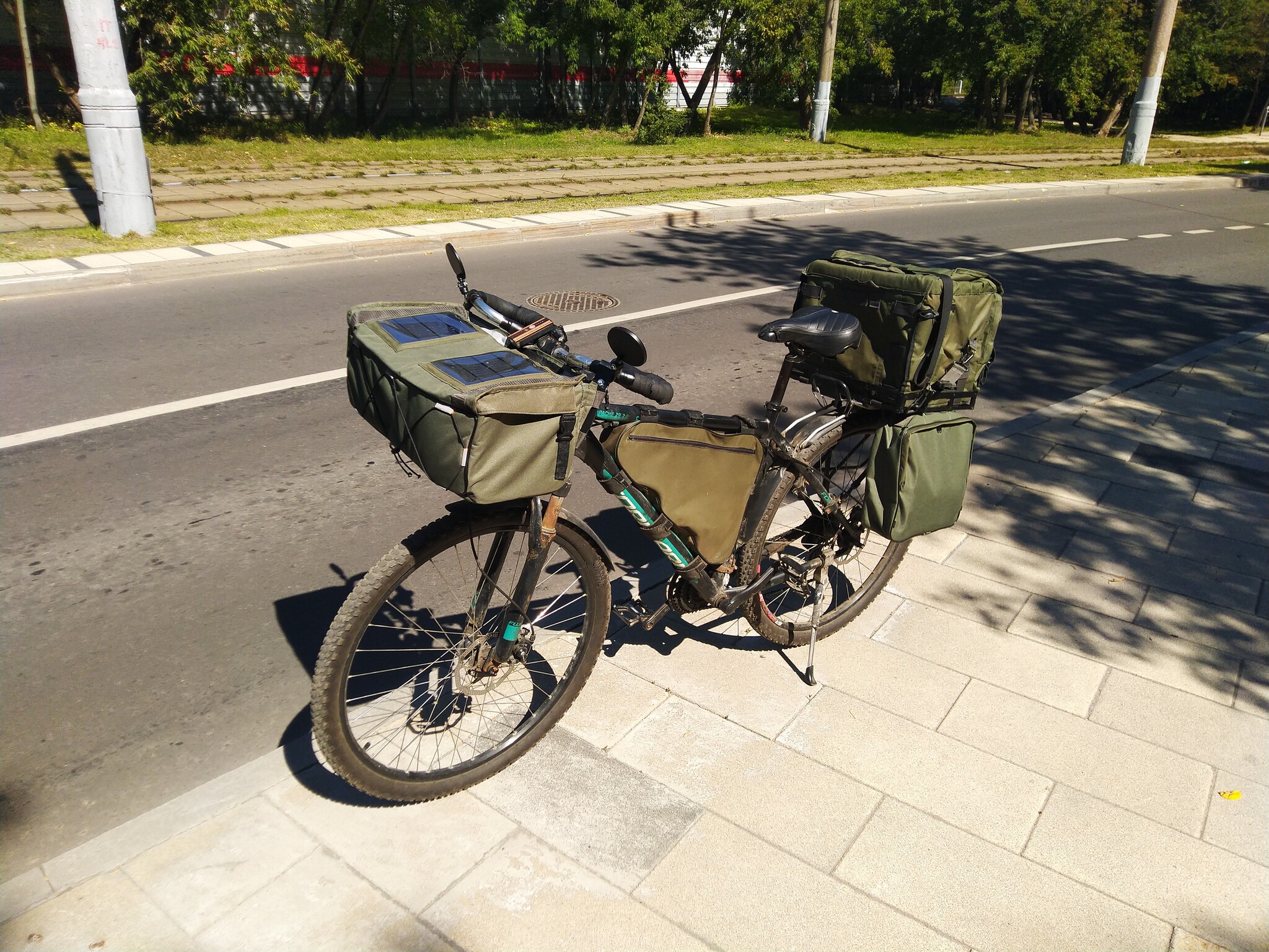 Review of cycling gadgets: handlebar bag with solar panels and chest bag-registrator - My, Russia, Travels, Сумка, Courier, Needlework, Creation, Longpost, Needlework with process