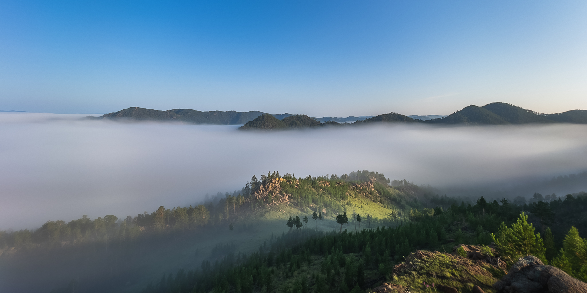 Foggy morning - My, dawn, Fog, The mountains, Forest, Landscape, Mobile photography, The photo, Long exposure, Nature, The nature of Russia, Buryatia, Lightroom mobile