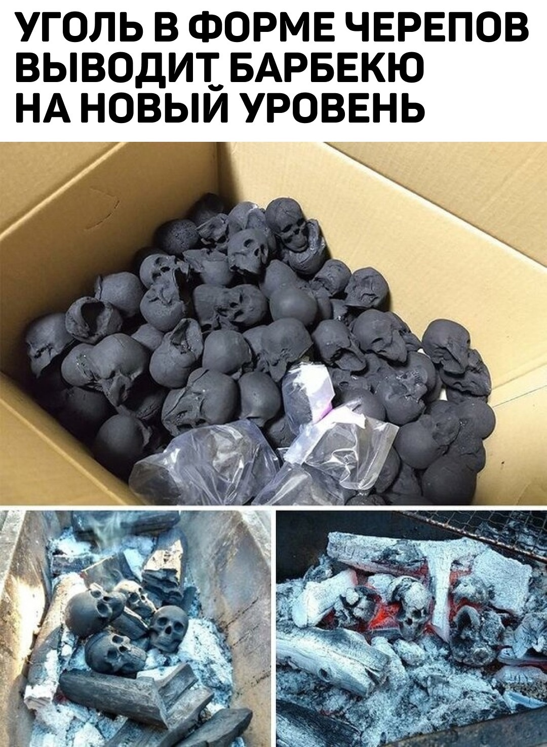 Coal - Coal, Shashlik, Scull, Brazier, Humor, GIF, Repeat, Picture with text