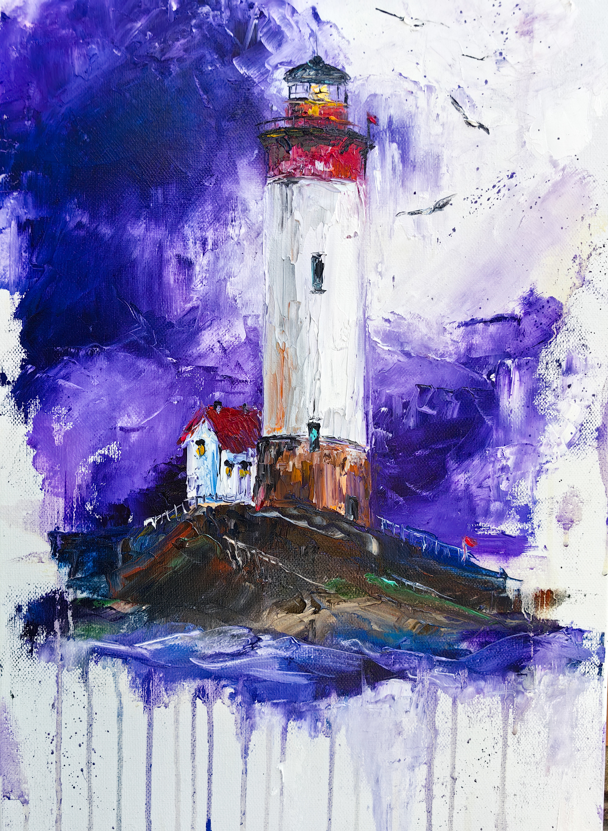 There is happiness in lighthouses - My, Lighthouse, Artist, Impressionism, Sea, Oil painting, Painting, Longpost