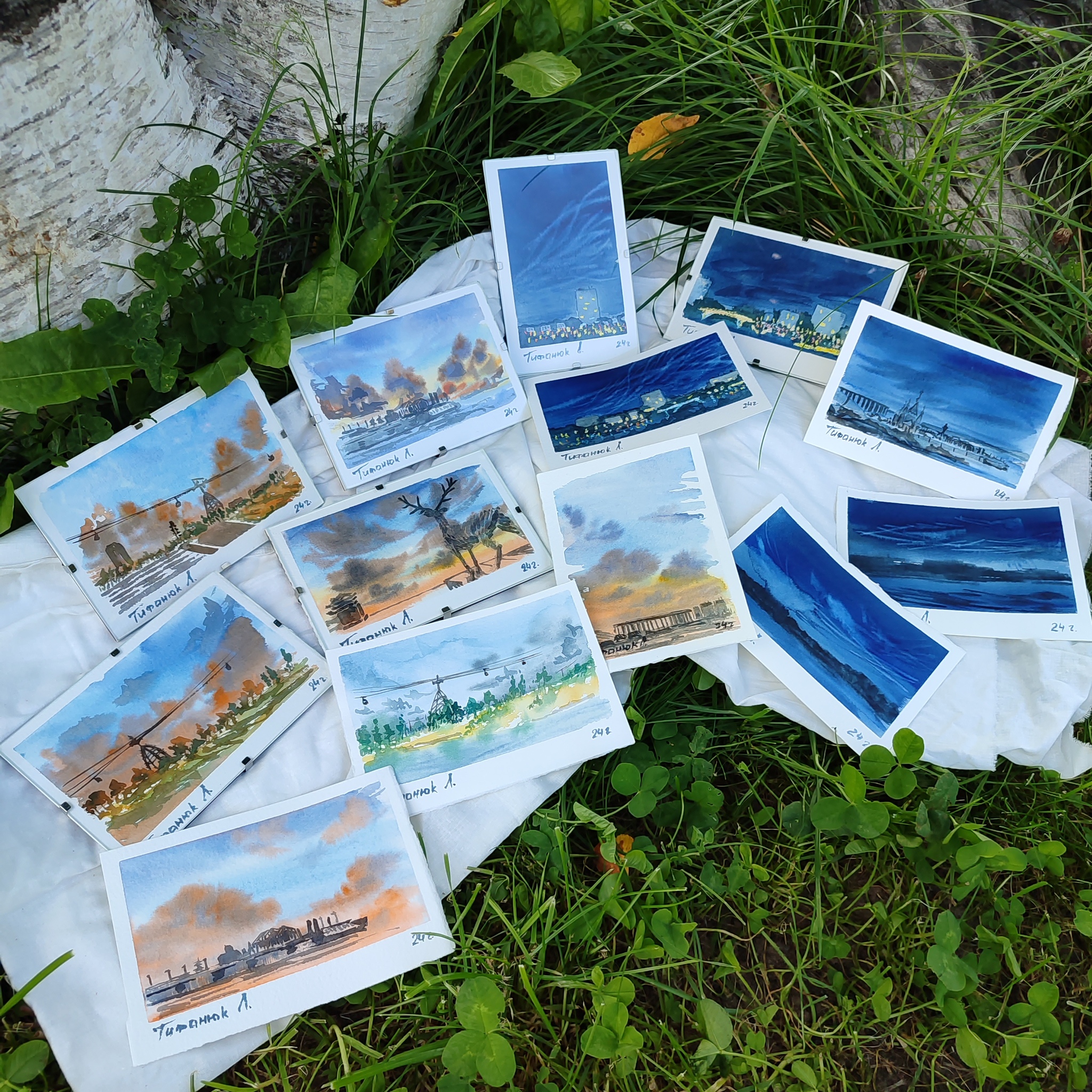 My miniature watercolors - My, Plein air, Watercolor, Landscape, Art, The culture, Nizhny Novgorod, Miniature, Volga river, Longpost