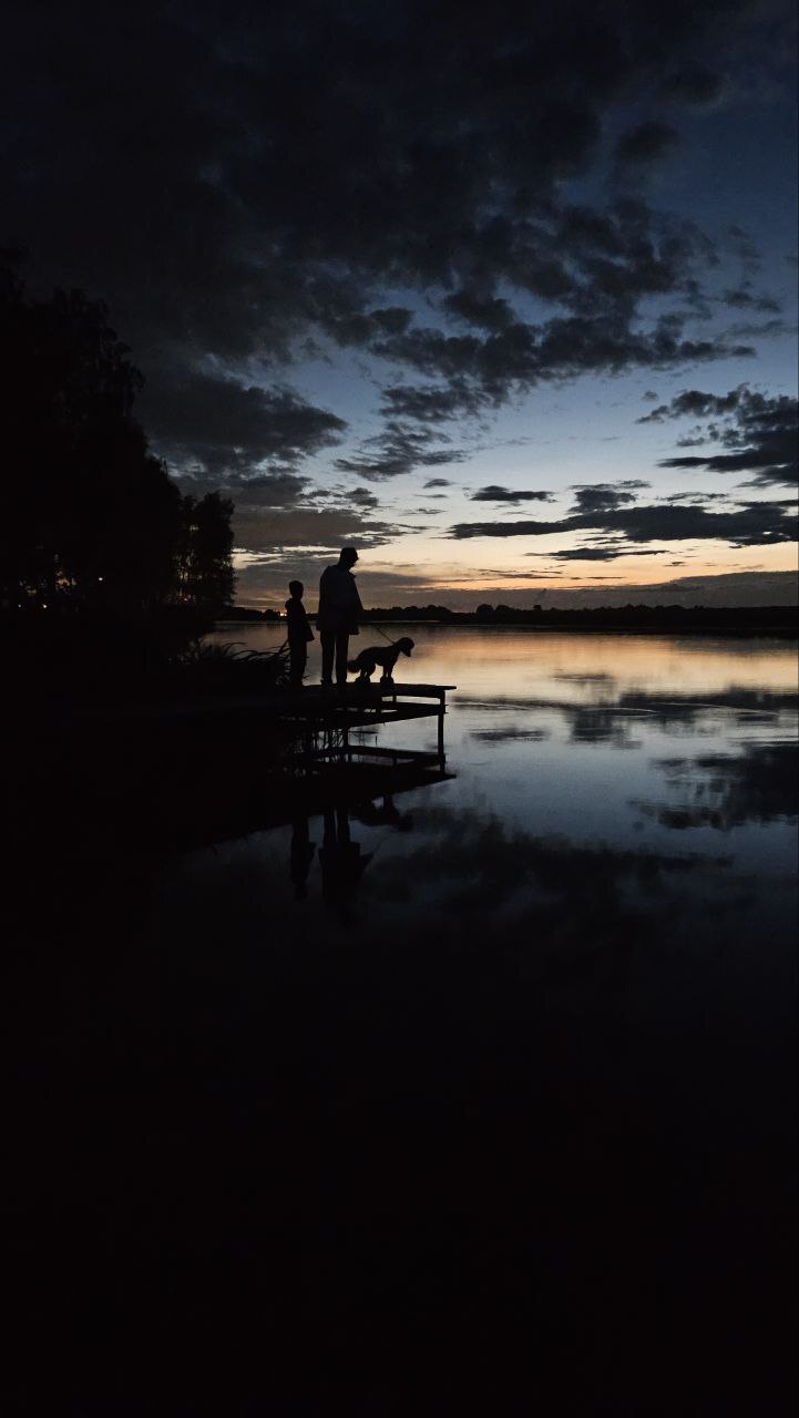 Two and a dog - My, August, Summer, Volga river, Dog, beauty, Poodle, The photo