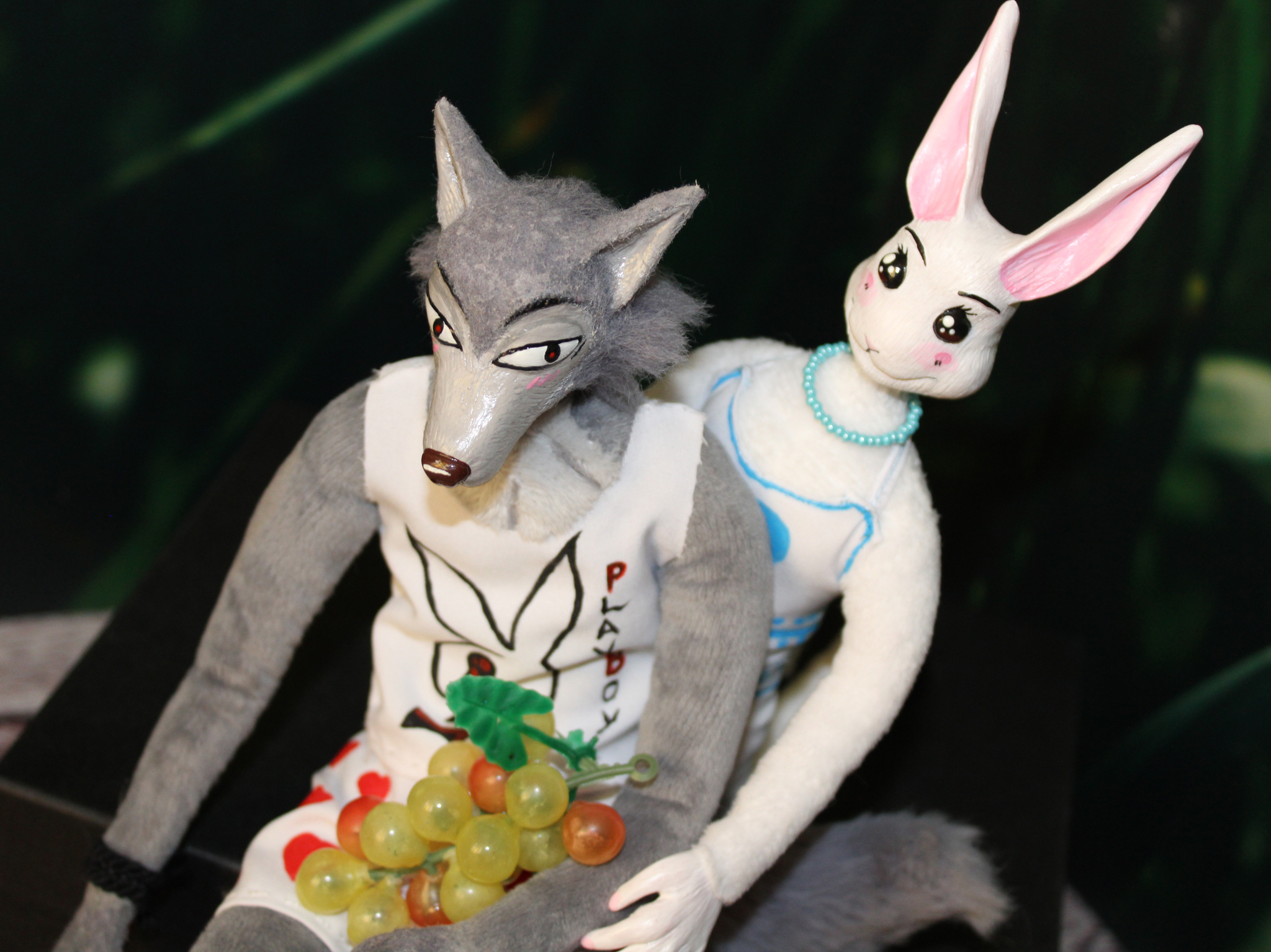 Bunny Haru and Wolf Legacy, based on the anime Beautiful Beasts - Handmade, Toys, With your own hands, Author's toy, Needlework without process, Plush Toys, Souvenirs, Wolf, Hare, Rabbit, Characters (edit), Furry, Doll, Longpost