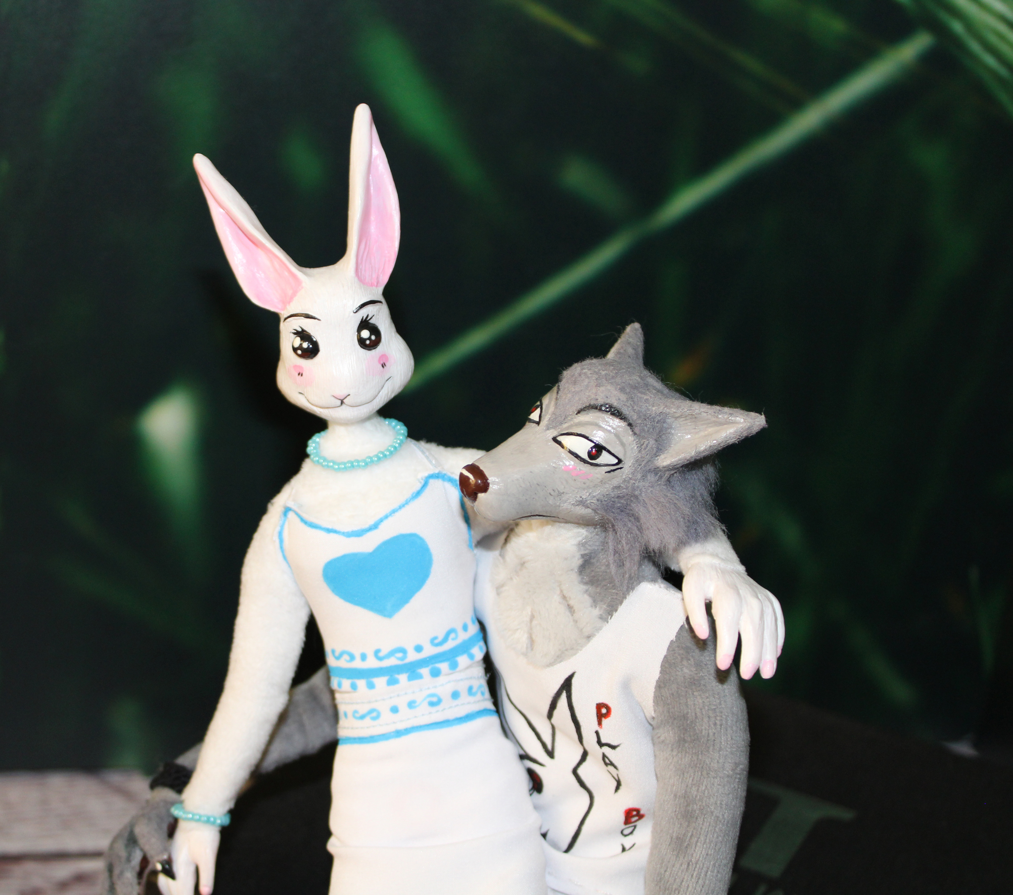 Bunny Haru and Wolf Legacy, based on the anime Beautiful Beasts - Handmade, Toys, With your own hands, Author's toy, Needlework without process, Plush Toys, Souvenirs, Wolf, Hare, Rabbit, Characters (edit), Furry, Doll, Longpost