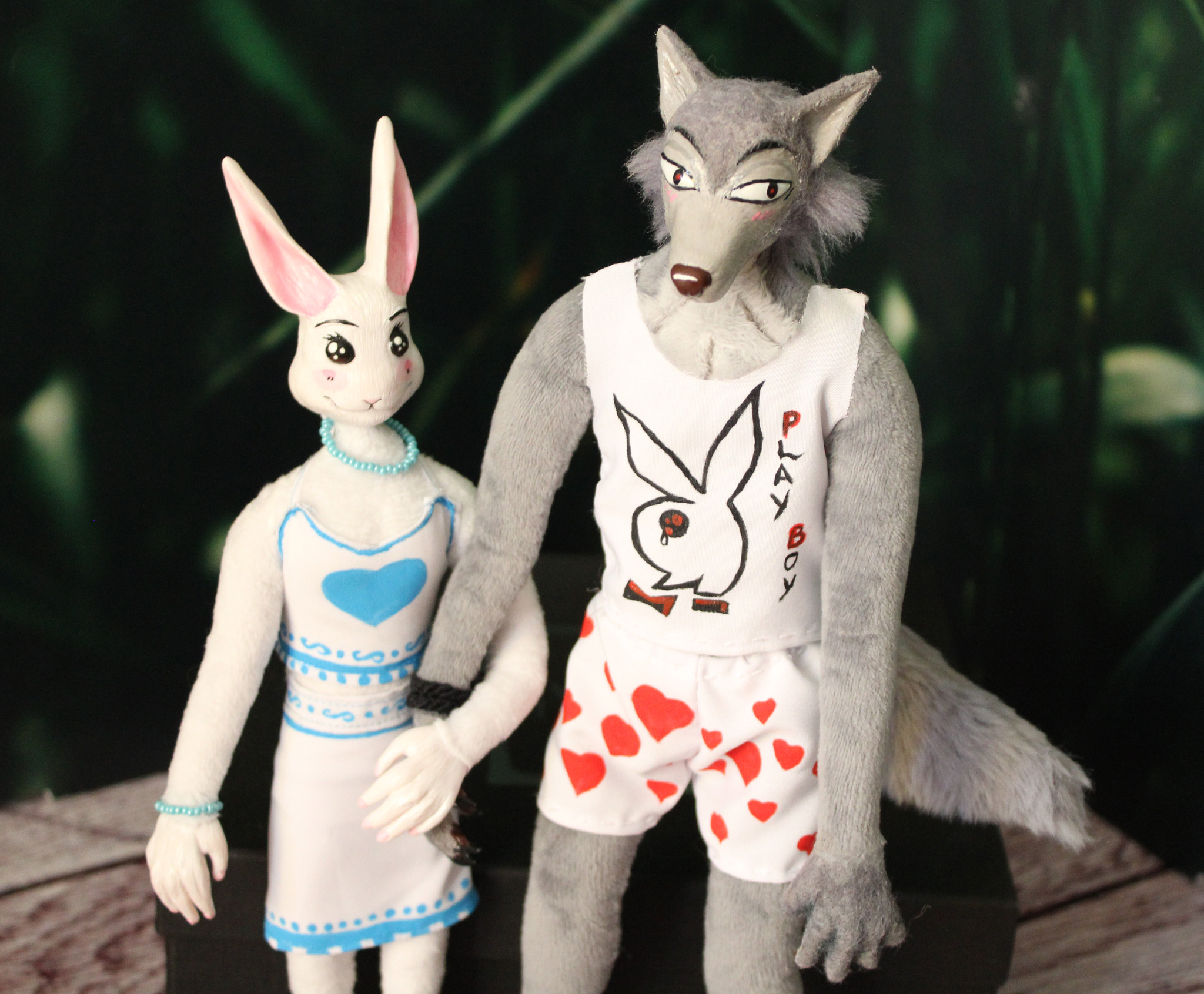 Bunny Haru and Wolf Legacy, based on the anime Beautiful Beasts - Handmade, Toys, With your own hands, Author's toy, Needlework without process, Plush Toys, Souvenirs, Wolf, Hare, Rabbit, Characters (edit), Furry, Doll, Longpost