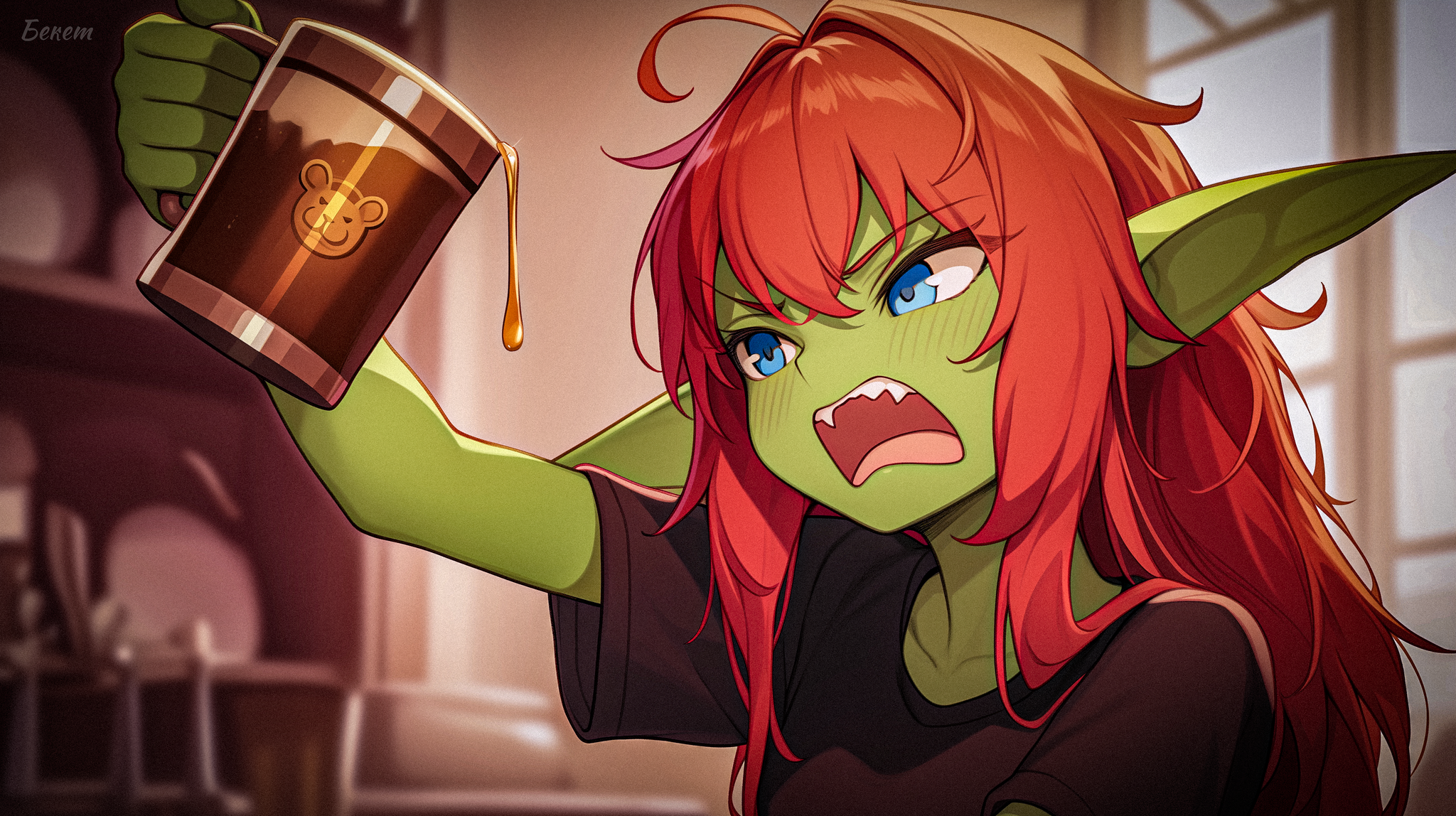 A goblin woman puts a tea bag on her face - My, Survey, Нейронные сети, Neural network art, Stable diffusion, Goblins, Goblin-Tian, Anime, Anime art, Original character, Longpost