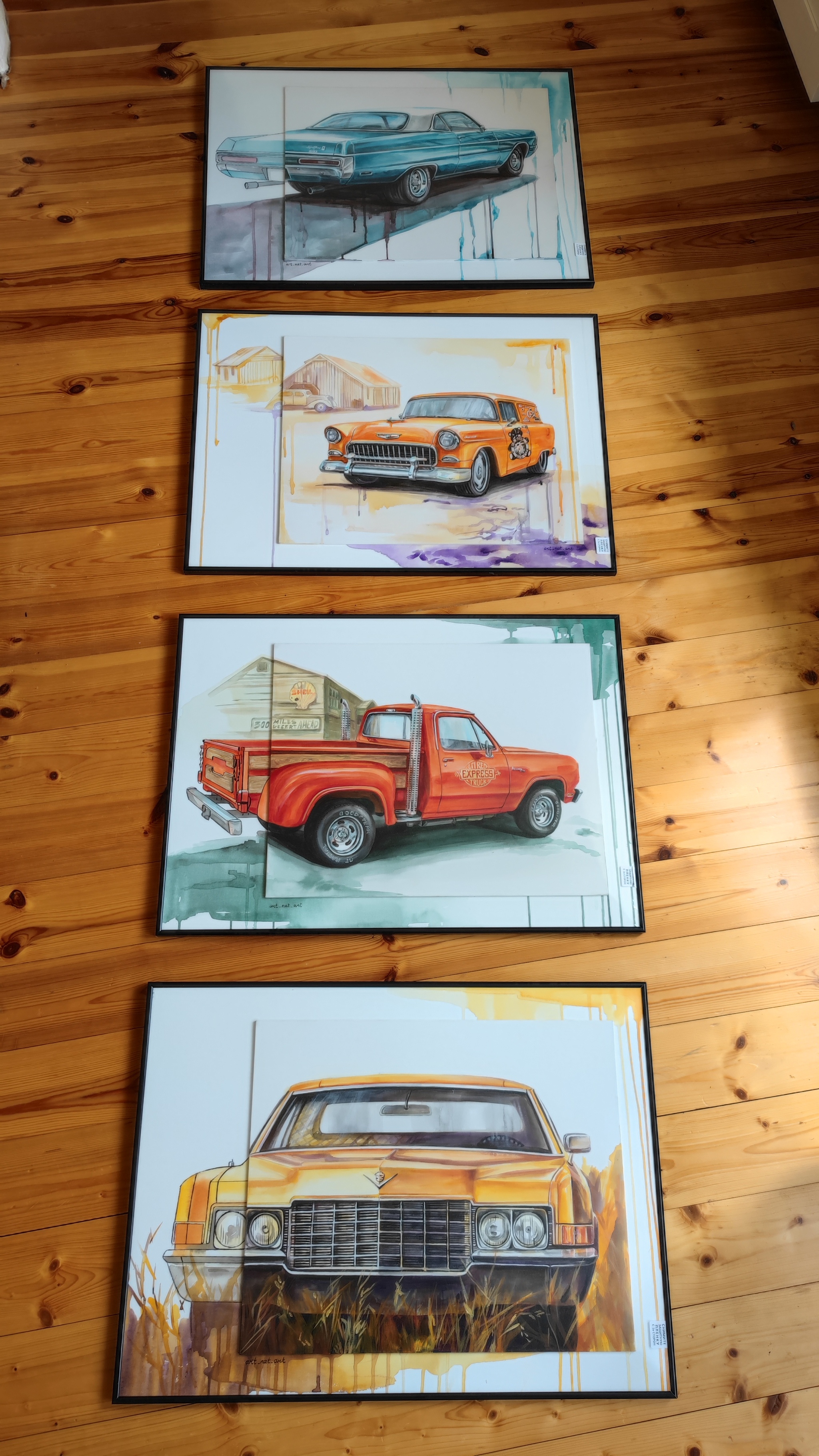 A series of paintings with American cars - My, Auto, Motorists, The americans, American auto industry, Cadillac, Plymouth, Chevrolet, Pickup, Car, Retro, Retro car, Retrotechnics, Longpost