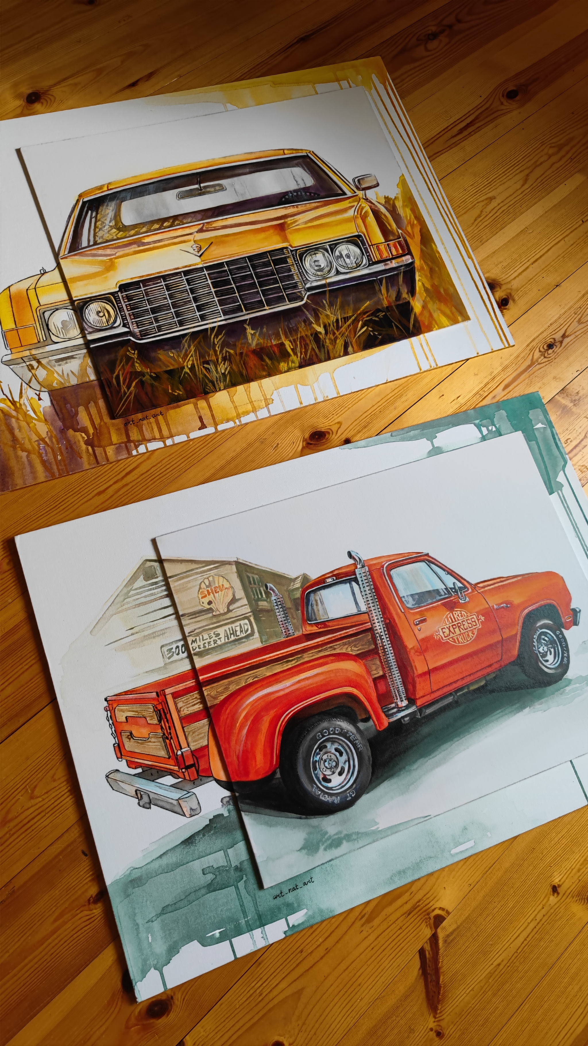 A series of paintings with American cars - My, Auto, Motorists, The americans, American auto industry, Cadillac, Plymouth, Chevrolet, Pickup, Car, Retro, Retro car, Retrotechnics, Longpost