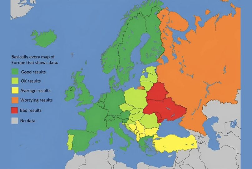 Statistical map of anything in Europe and the Russian Federation :) - Hardened, Picture with text, Humor, Statistics, Europe