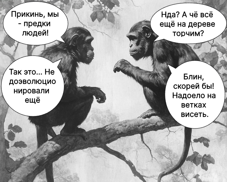 Push evolution, the monkeys really need it! - Evolution, Picture with text, Monkey