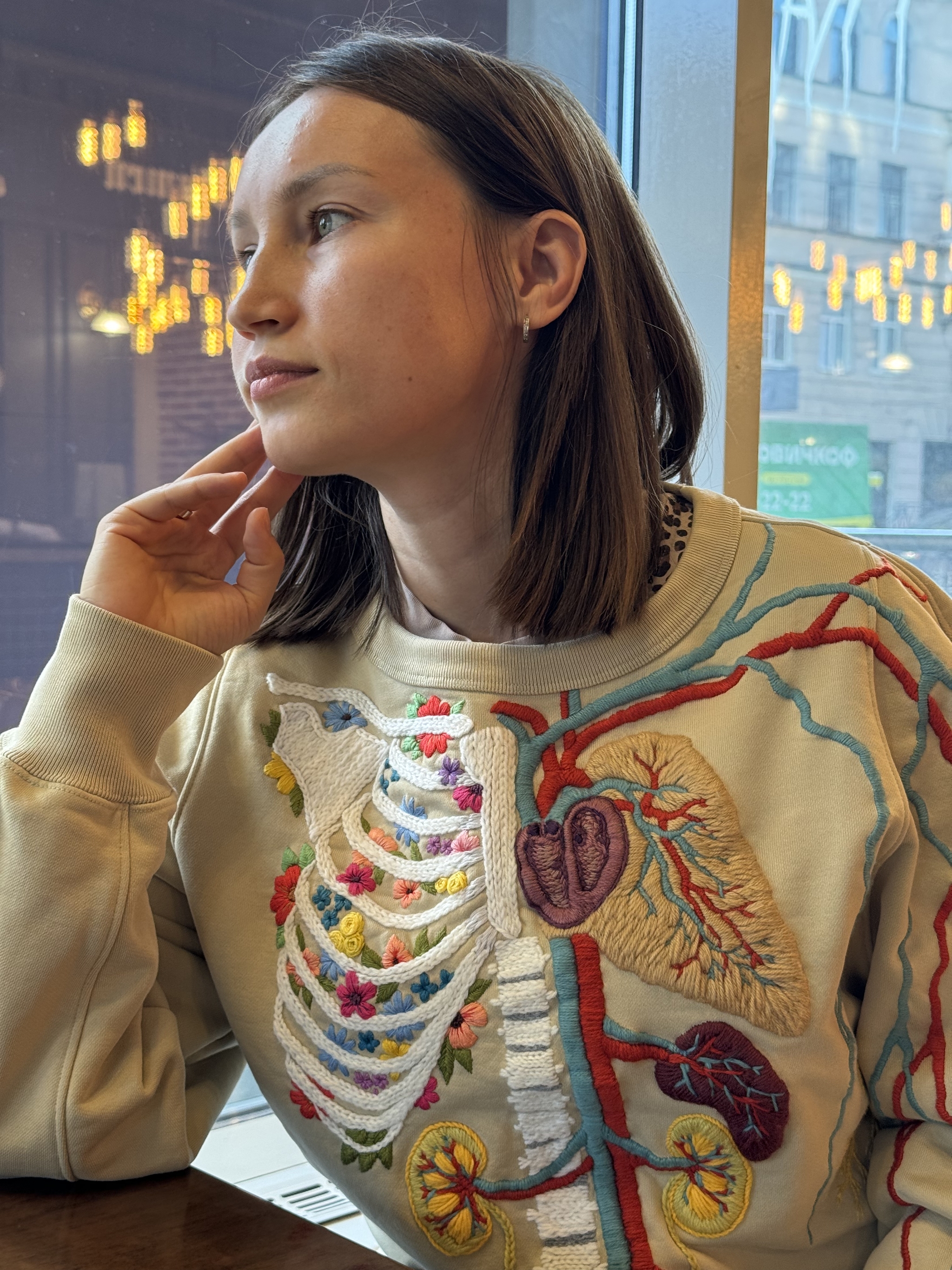 Reply to These anatomical sweaters look amazing! - My, Pullover, Art, Vertical video, Нейронные сети, Neural network art, Embroidery, Satin stitch embroidery, Knitting, Handmade, With your own hands, Needlework with process, Needlework, Organs, Blood vessels, Girls, Reply to post, Longpost