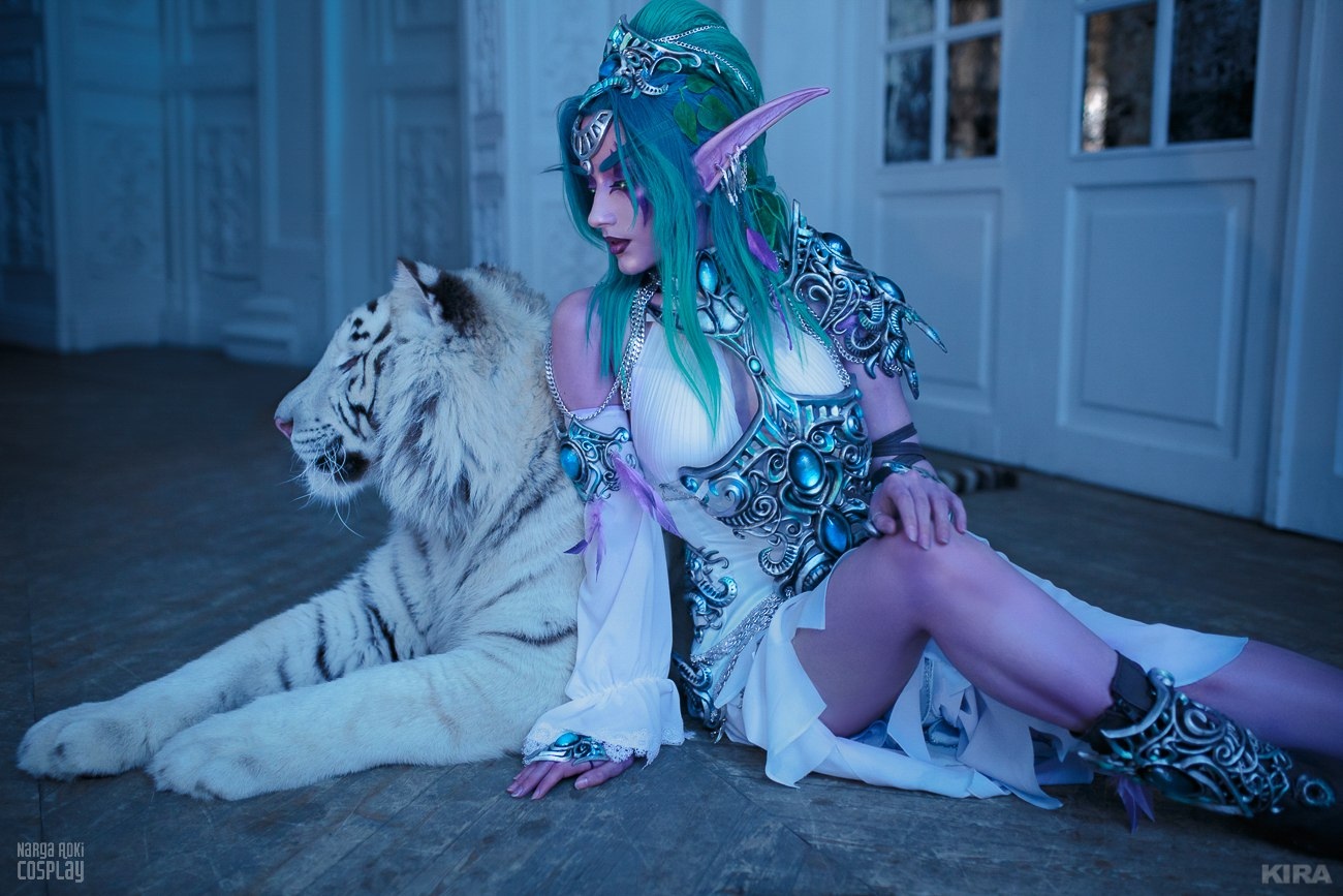 Tyrande Whisperwind (Наташа Кочеткова) - Косплей, Косплееры, Фотография, Фотосессия, World of Warcraft, Warcraft, Тиранда Шелест Ветра, Тигр, Белый тигр, Длиннопост, Повтор