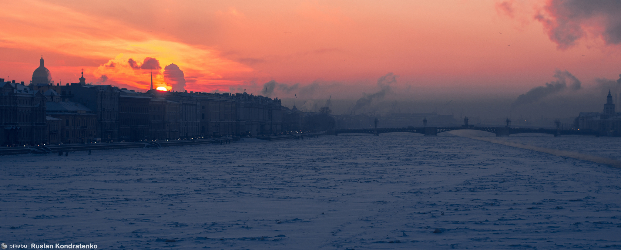 Замёрзшая Нева - Моё, Фотография, Canon, Санкт-Петербург, Город, Вечер, Нева, Зима