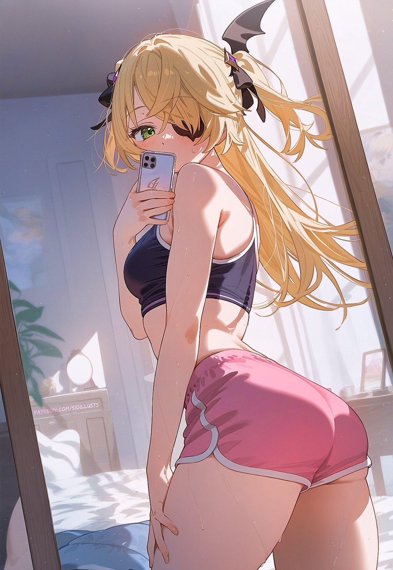 Fischl - Anime art, Anime, Girls, Games, Genshin impact, Fischl (Genshin Impact), Shorts, Sidillusts, Neural network art