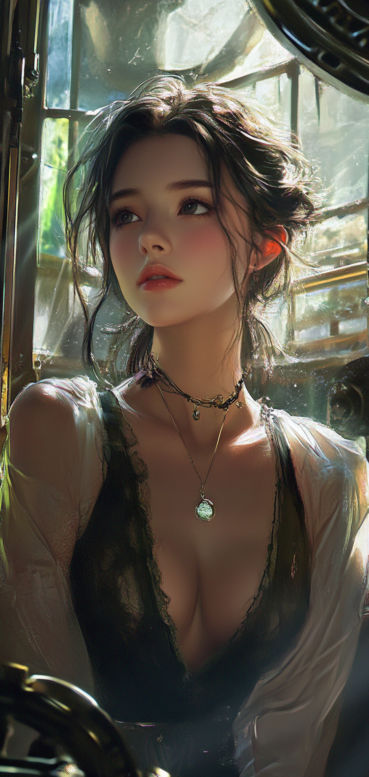 Beautiful Girls - Steampunk Fantasy Phone Wallpaper - My, Midjourney, Neural network art, Art, Telegram (link), Fantasy, Steampunk, Phone wallpaper, Wallpaper, Girls, Longpost