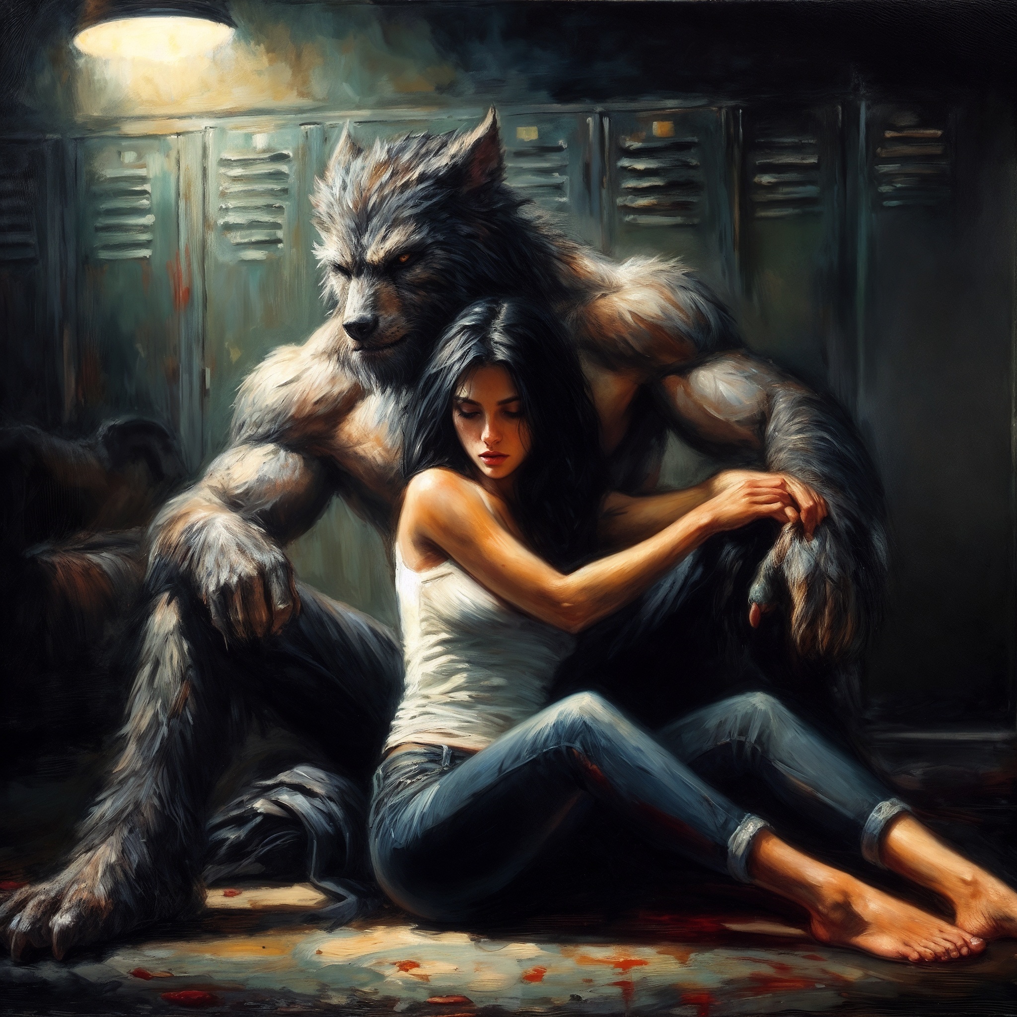 Werewolf love - Neural network art, Illustrations, Art, Lady, Dall-e, Werewolves, Passion, Desktop wallpaper, 2D, Game art, Longpost