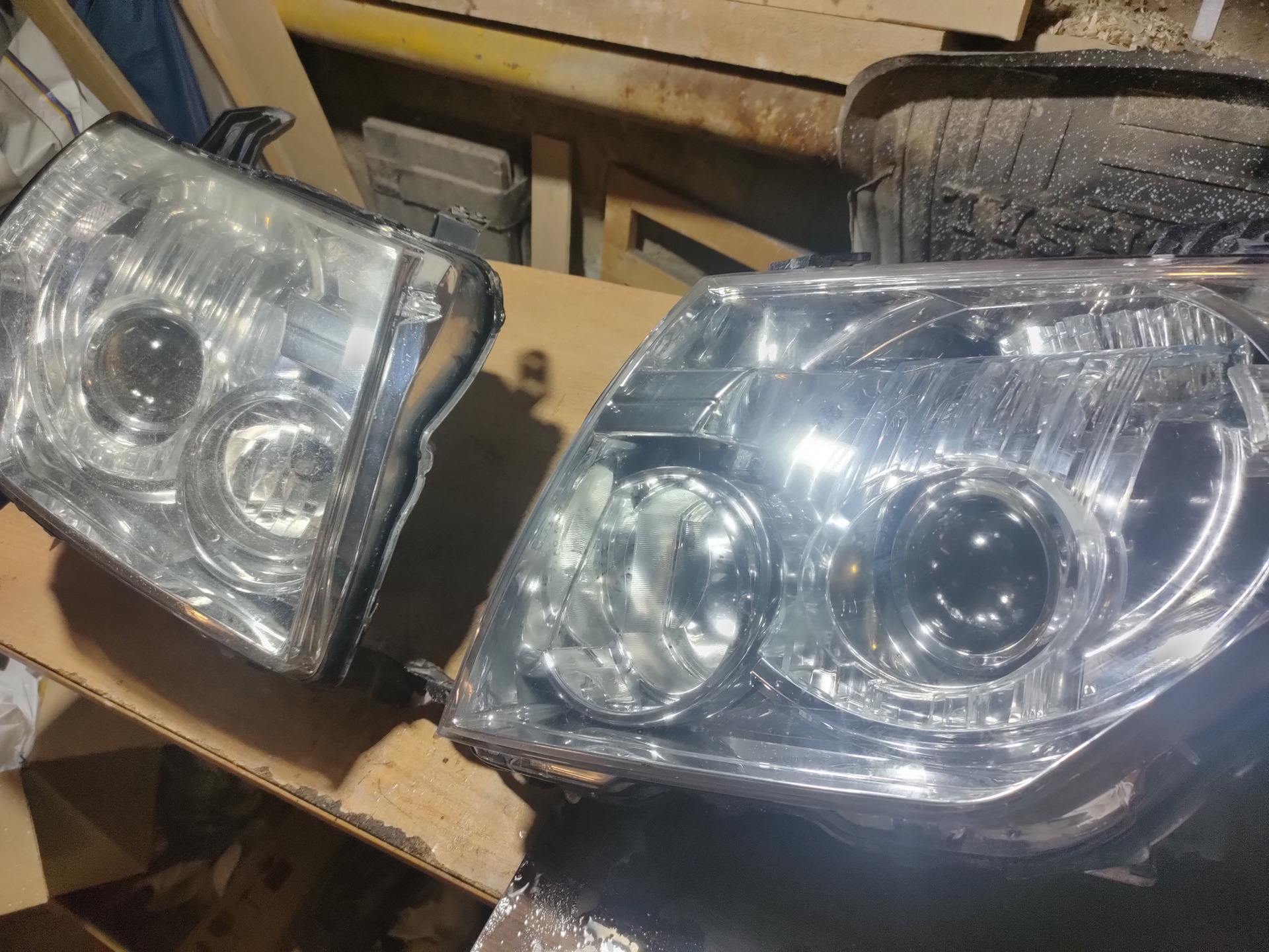 Grinding, polishing and armoring of headlights on Pajero 4 - do it yourself - My, Needlework with process, Rukozhop, With your own hands, Mitsubishi Pajero, Longpost