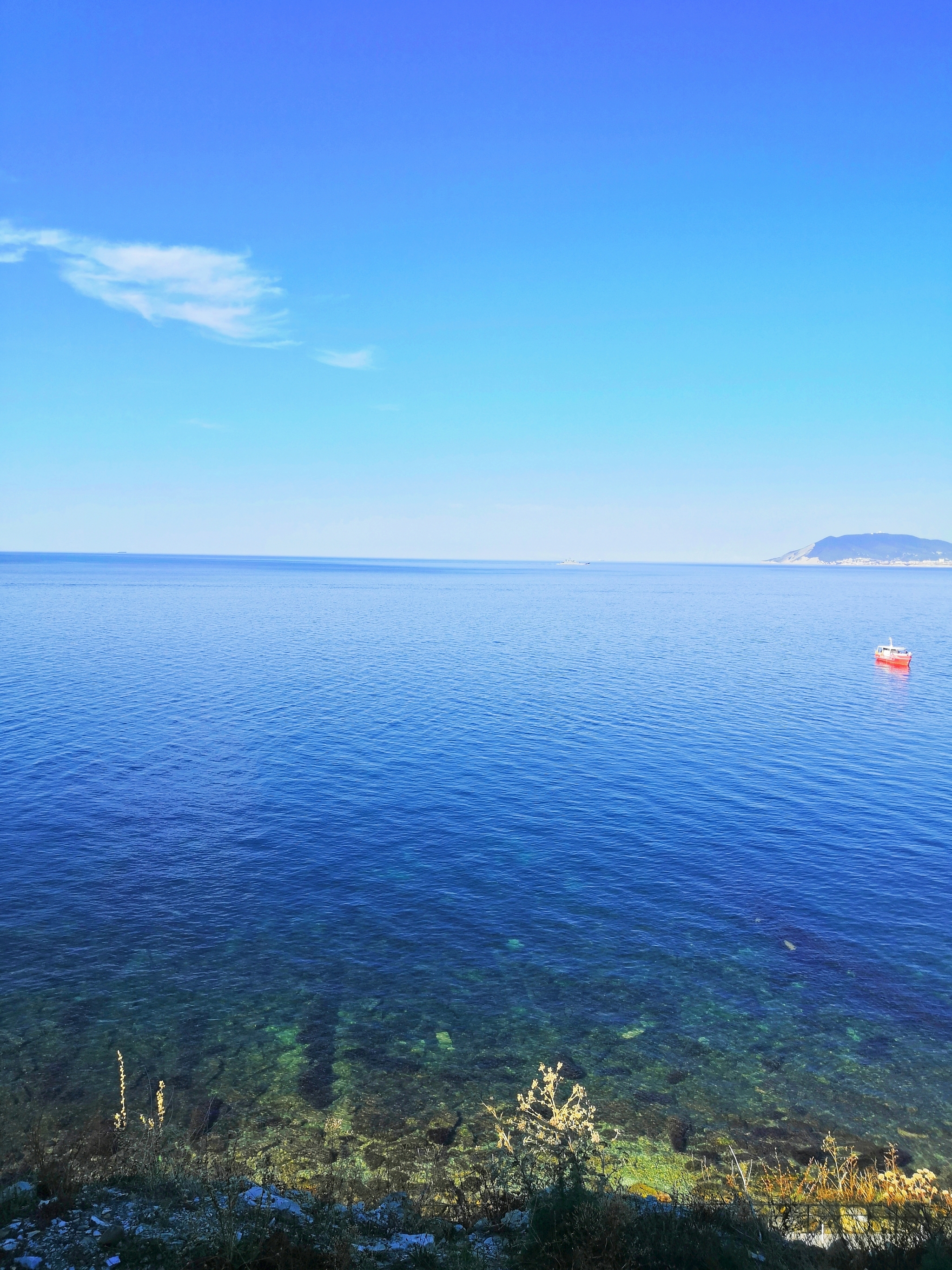 Serene blue - My, Sea, Sky, Blue, Black Sea, Novorossiysk, Tsemes Bay, Mobile photography, Landscape