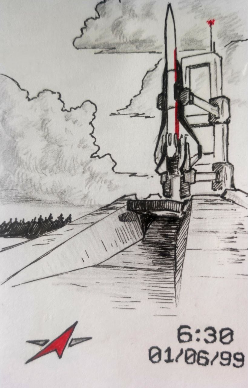 Sketch - launching a starship - My, Art, Sketch, Spaceship, 2D