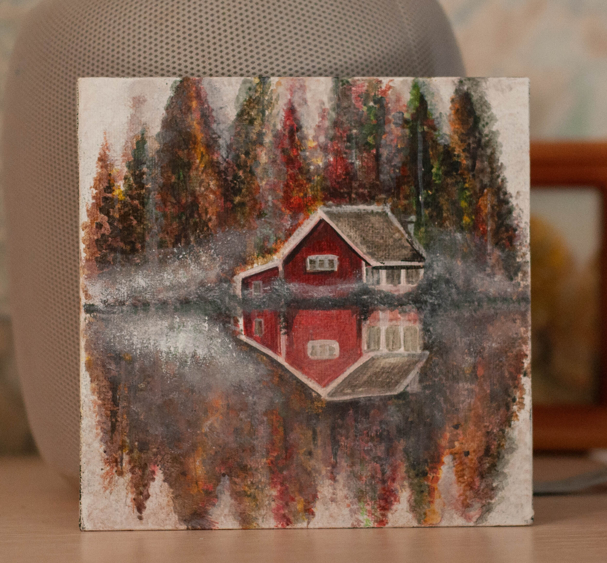 Cozy Lapland House in Finland - My, Lapland, Finland, House, Cosiness, Decor, Painting, Painting, Portrait by photo, Acrylic, Canvas, Interior painting, Paints, Longpost