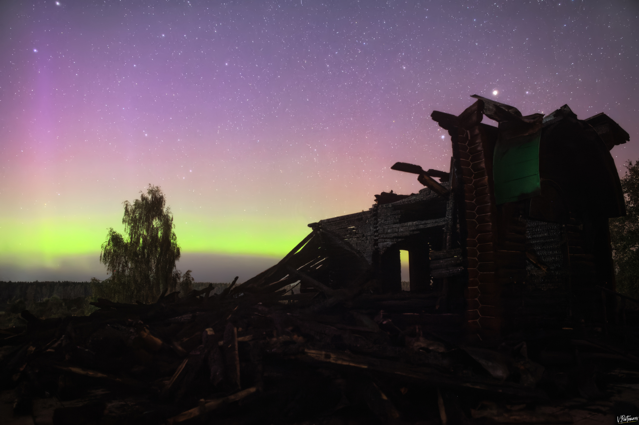 In the night - My, The photo, Nature, Sky, Night, Astrophoto, Polar Lights, Night shooting, Starry sky