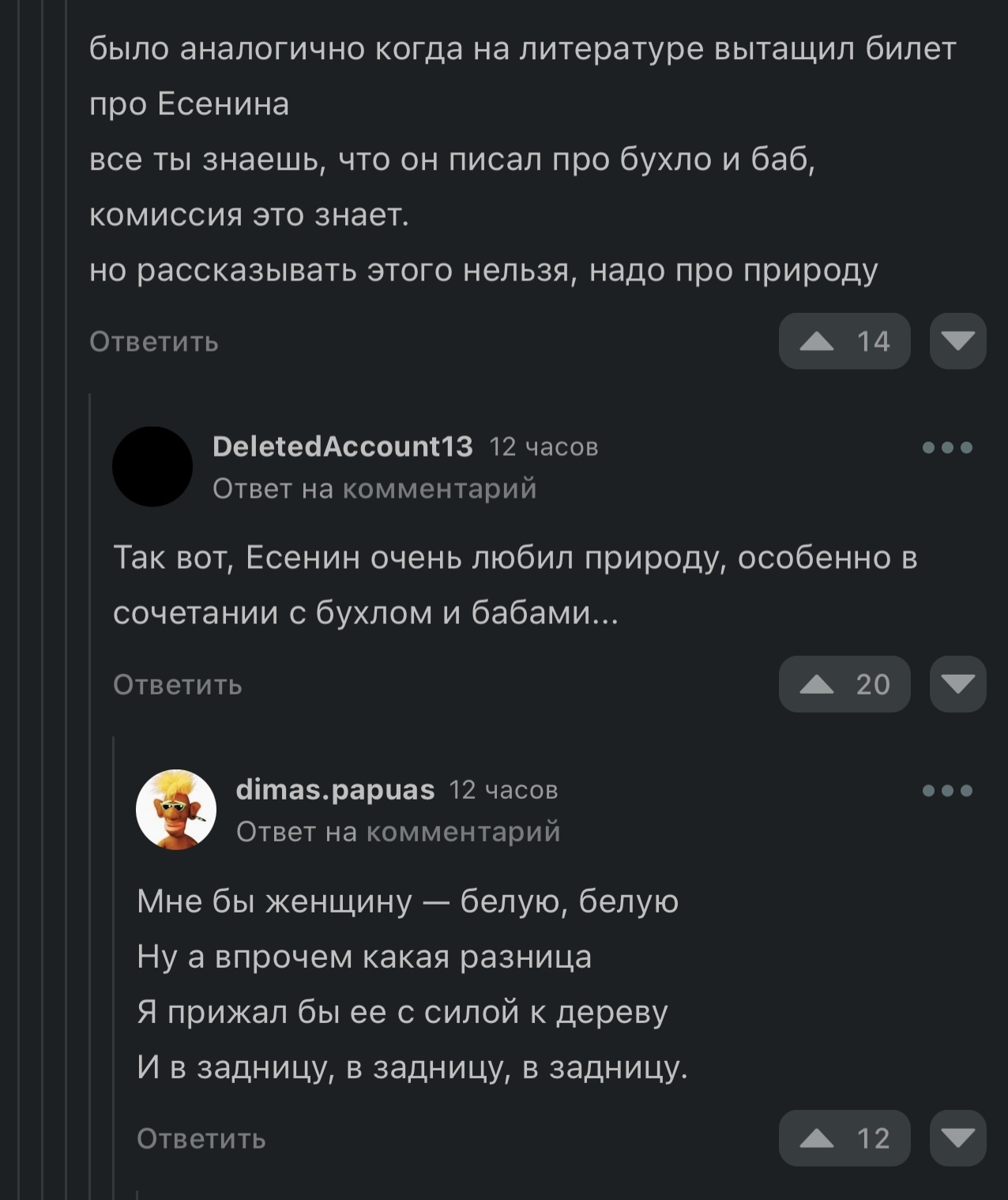 Comments on Pikabu - Comments, Peekaboo, Sergey Yesenin, Screenshot, Comments on Peekaboo