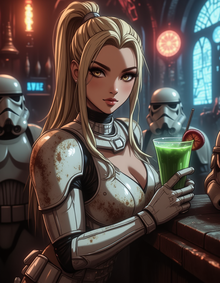 Neurotyanki #15 - My, Anime, Anime art, Neural network art, Flux, Original character, Нейронные сети, Stable diffusion, Star Wars stormtrooper, Star Wars, Longpost