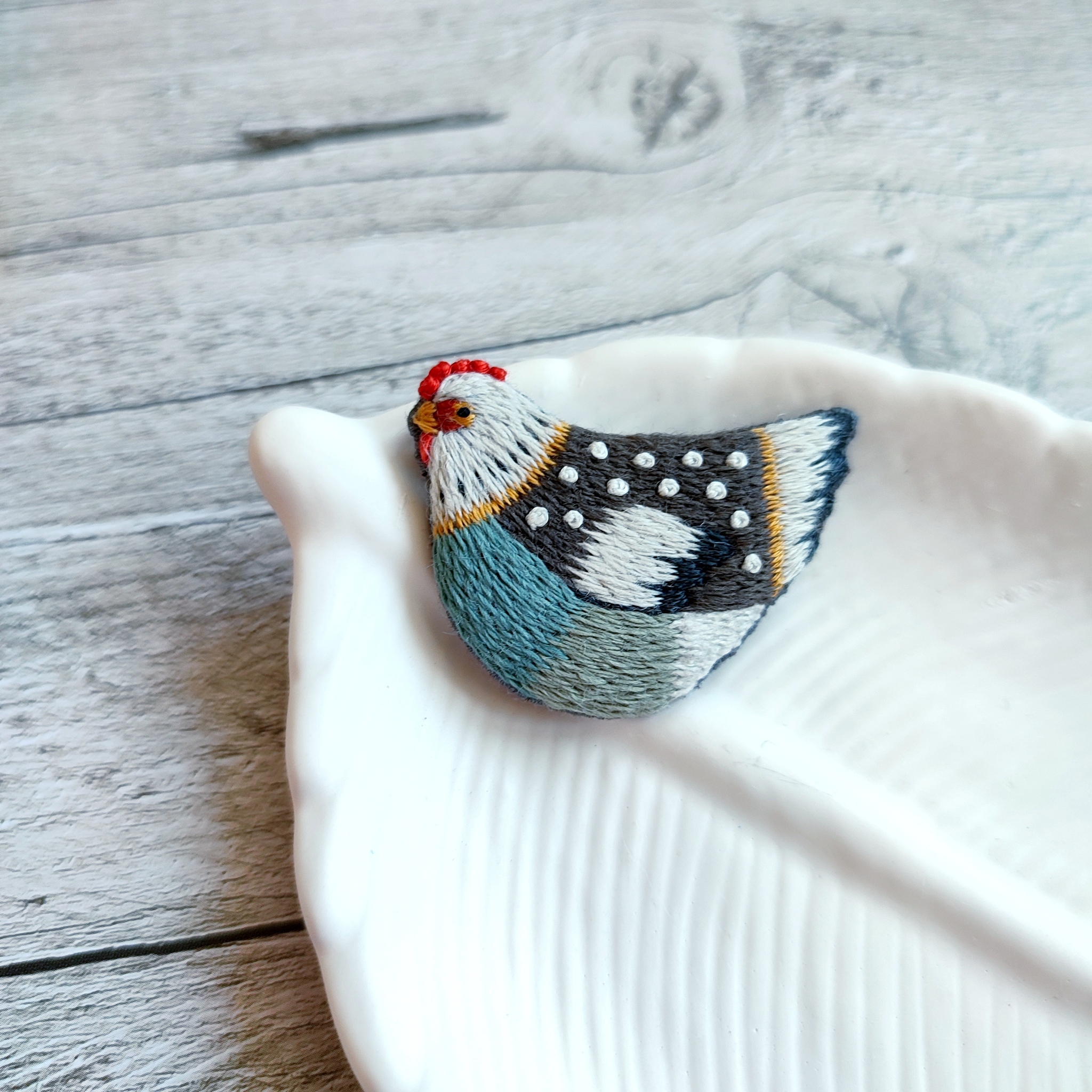 Hen - Brooch, Needlework without process, Handmade, Longpost