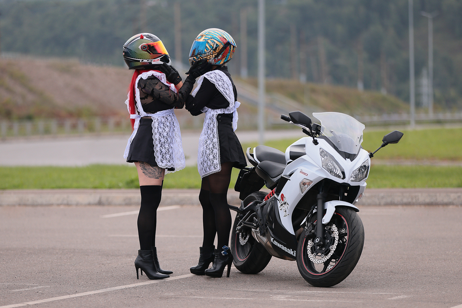 From September 1st! - My, The photo, Girls, Portrait, September 1, Motorcyclists, Longpost