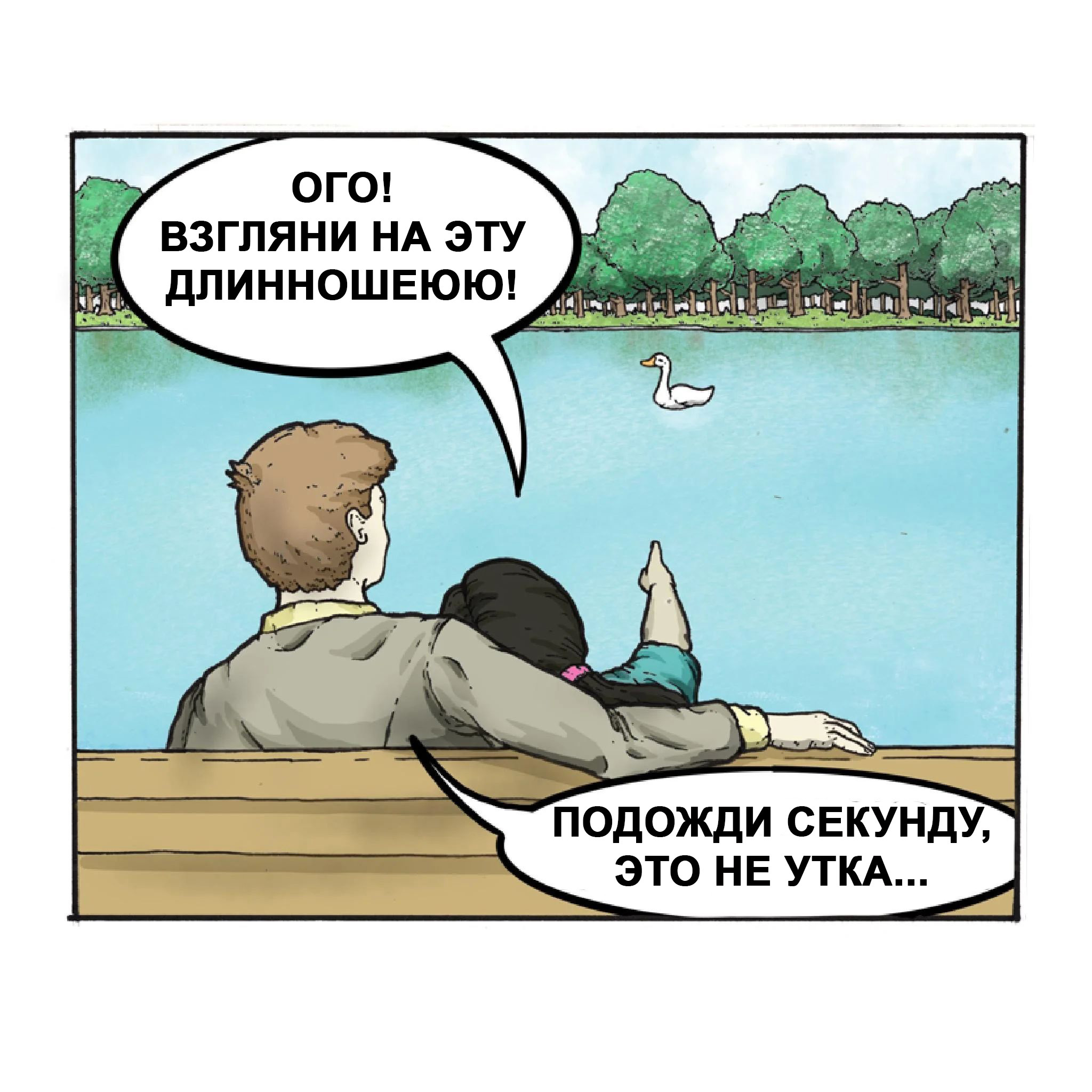 Once upon a time in the park - My, Translated by myself, Comics, The park, Duck, Гусь, Longpost, Strange humor