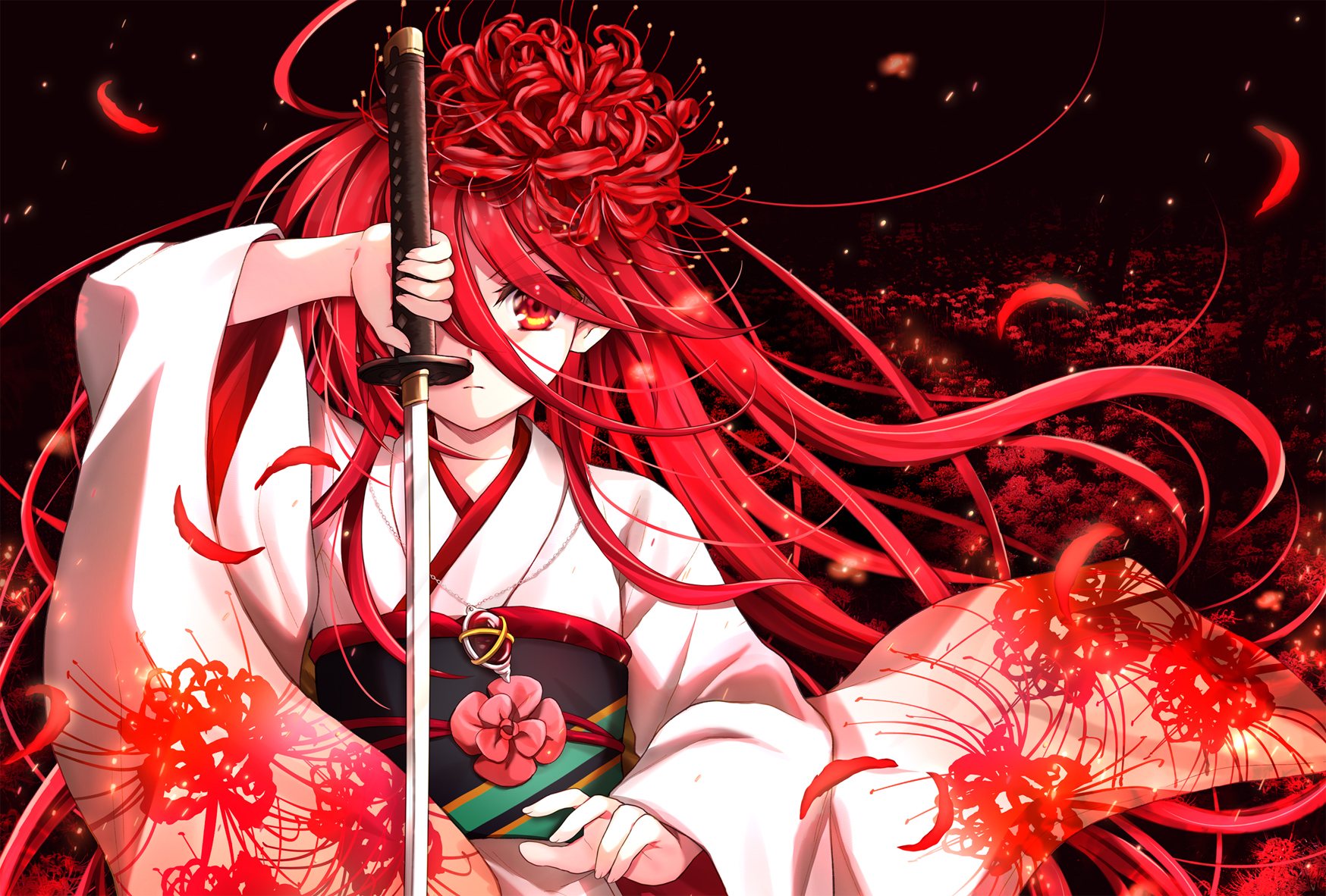 Flame-Haired Fire-Eyed Huntress - Anime, Anime art, Shakugan no shana, Shana, Licorice, Kimono, Katana