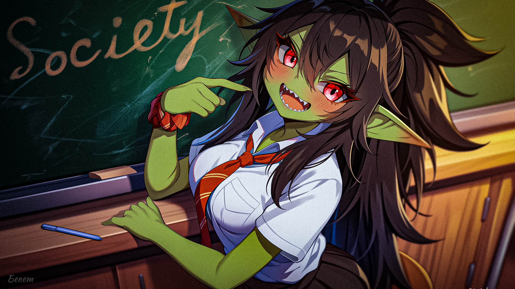 Goblins gain deep knowledge - My, Survey, Нейронные сети, Neural network art, Stable diffusion, Goblins, Goblin-Tian, Midjourney, Anime, Anime art, Original character, School, Longpost