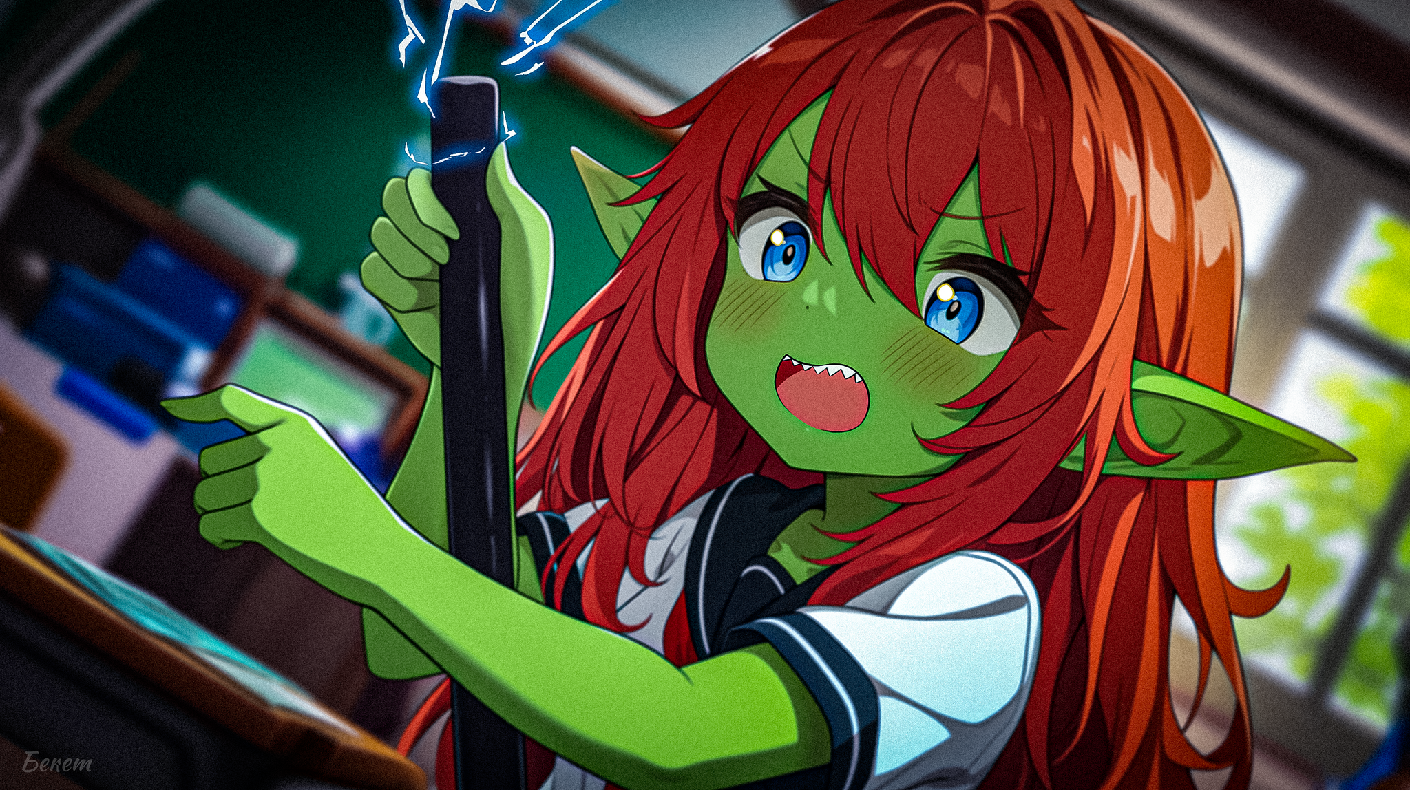 Goblins gain deep knowledge - My, Survey, Нейронные сети, Neural network art, Stable diffusion, Goblins, Goblin-Tian, Midjourney, Anime, Anime art, Original character, School, Longpost