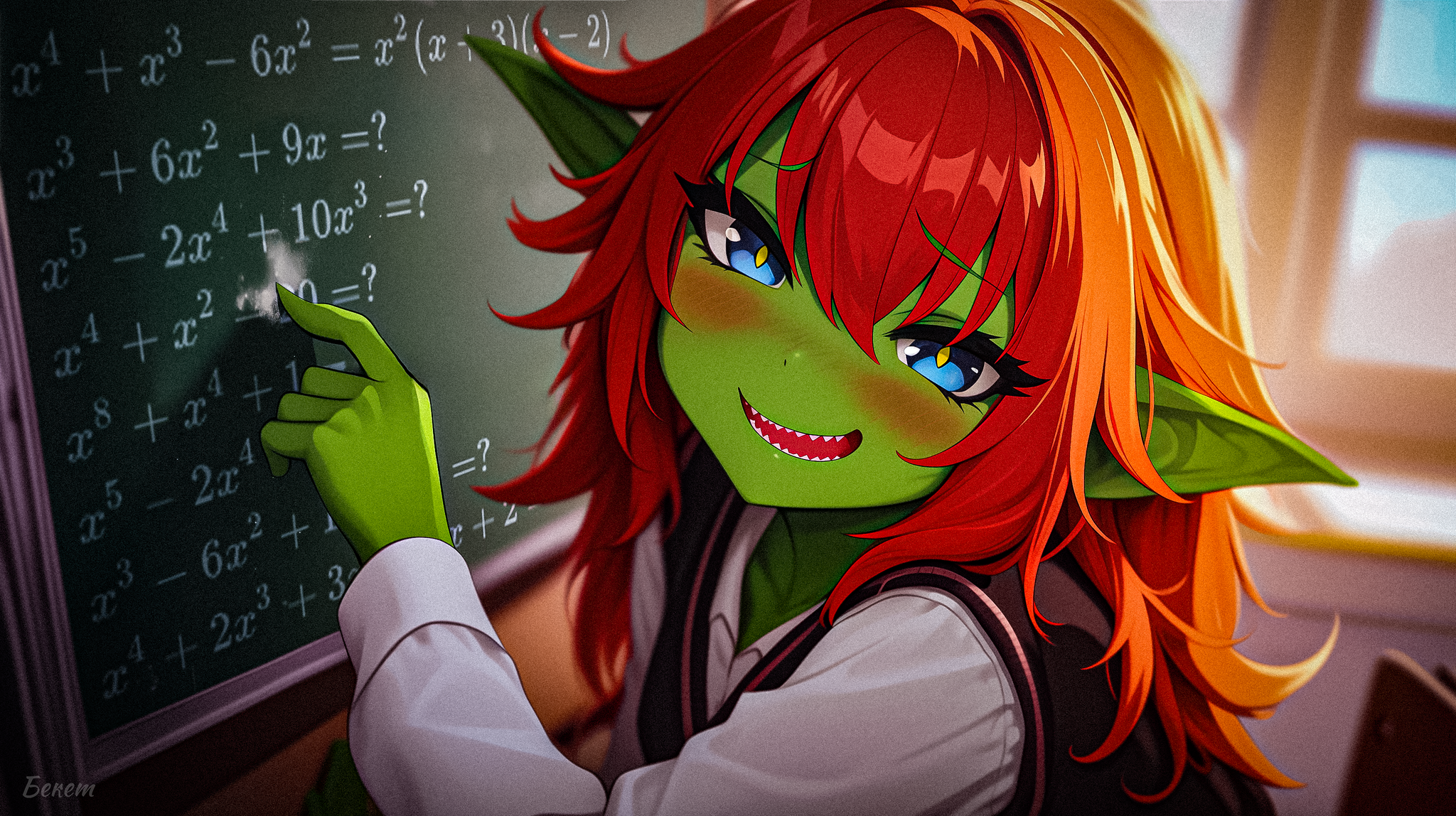 Goblins gain deep knowledge - My, Survey, Нейронные сети, Neural network art, Stable diffusion, Goblins, Goblin-Tian, Midjourney, Anime, Anime art, Original character, School, Longpost