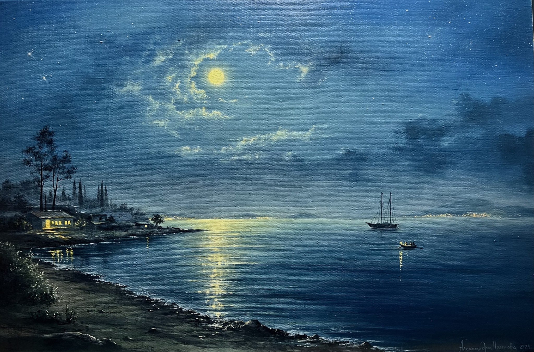 Silent night - My, Modern Art, Painting, Oil painting, Author's painting, Creation, Canvas, Painting, Longpost