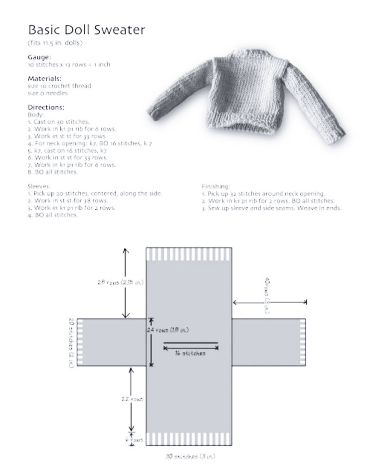 Маленький свитерок для маленькой куколки - Декор, Ручная работа, Вязание, Рукоделие, Выкройка, Мастер-Класс, Вязание спицами, Схема, Своими руками, Творчество, Кукла