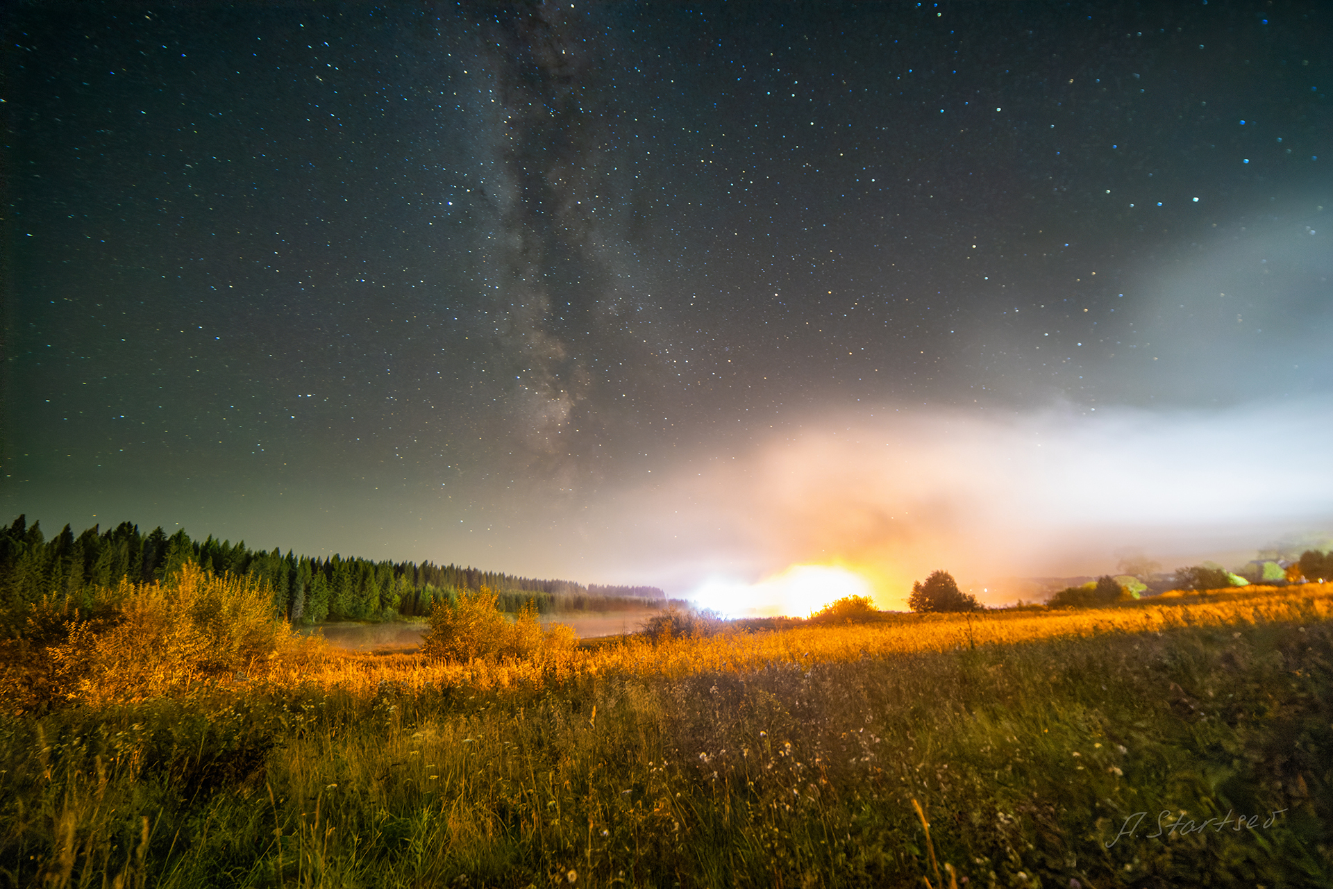 The last night of summer. Lysva district, Perm region - My, The photo, Landscape, Night, Perm Territory, Nature, Astrophoto, Sky, Starry sky, Milky Way, Stars, Longpost