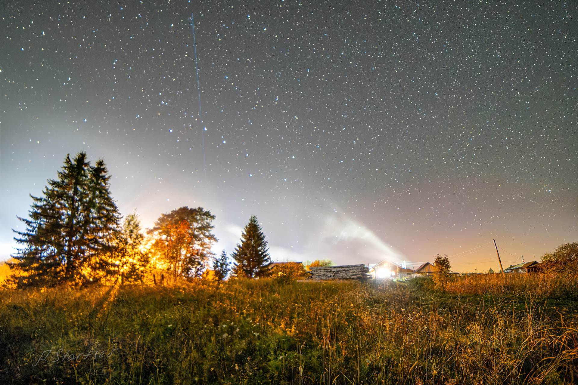 The last night of summer. Lysva district, Perm region - My, The photo, Landscape, Night, Perm Territory, Nature, Astrophoto, Sky, Starry sky, Milky Way, Stars, Longpost