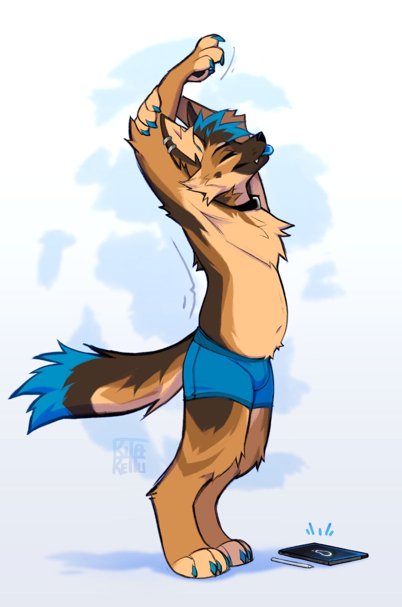 A minute showing fursona KitaKettu - Furry, Furry art, Furry fox, Furry dog, Furry lion, Kitakettu, Fursjoot, Furson, Twitter (link), Link, Telegram (link), Longpost