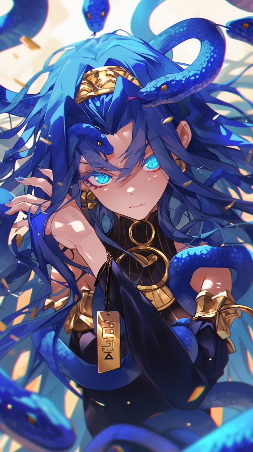 The legendary Medusa Kronii - My, Anime art, Neural network art, Virtual youtuber, Hololive, Ouro Kronii, Medusa Gorgon, Longpost