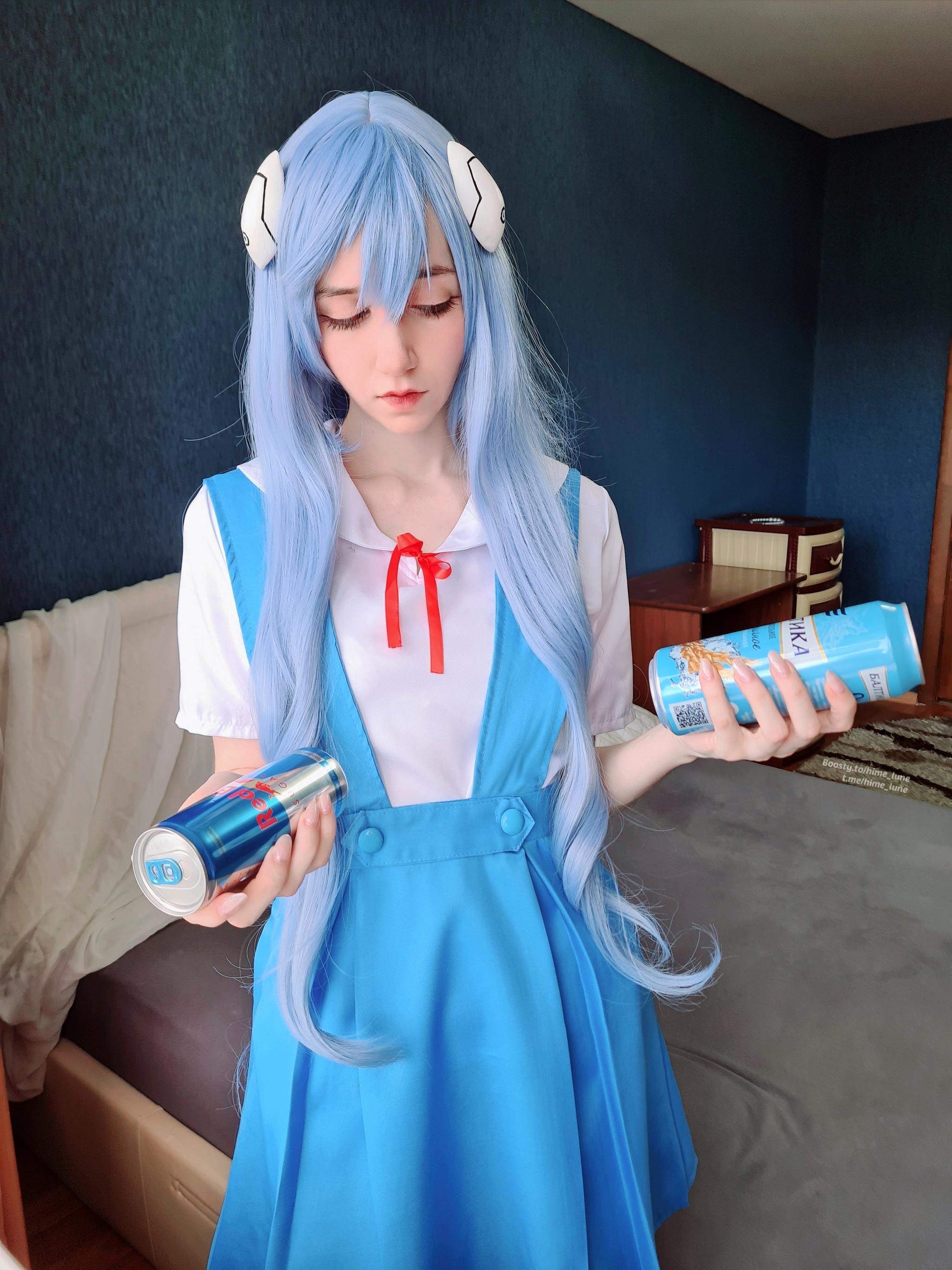 Ayanami Rei never looked like this with long hair, but it's cute - Rei ayanami, Eva, Evangelion, Baltika beer, Cosplay, Cosplayers, Longpost