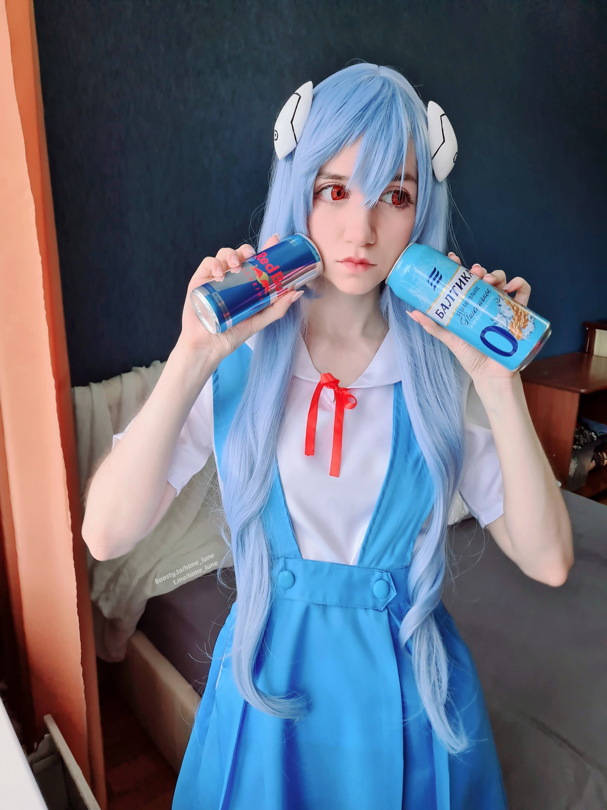 Ayanami Rei never looked like this with long hair, but it's cute - Rei ayanami, Eva, Evangelion, Baltika beer, Cosplay, Cosplayers, Longpost