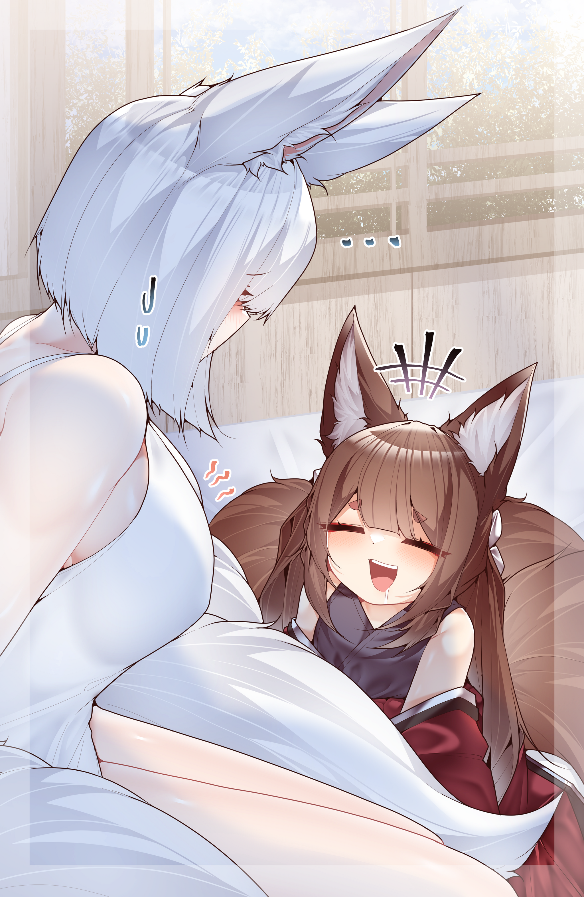 Bun! - Samip, Art, Anime, Anime art, Azur lane, Animal ears, Tail, Kitsune, Amagi, Kaga, Longpost